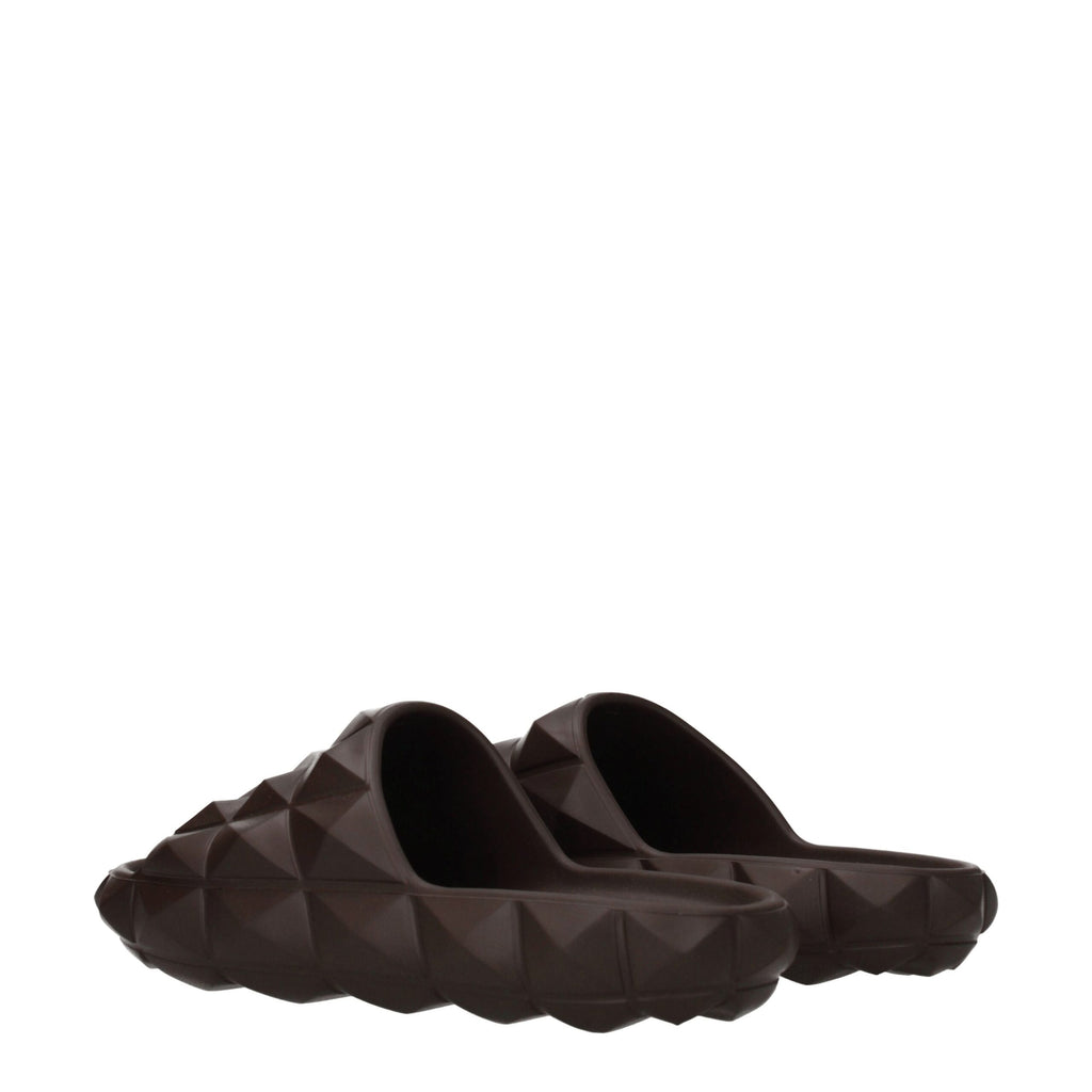 Valentino Garavani Braune Baumwollpantoffeln Sandalen