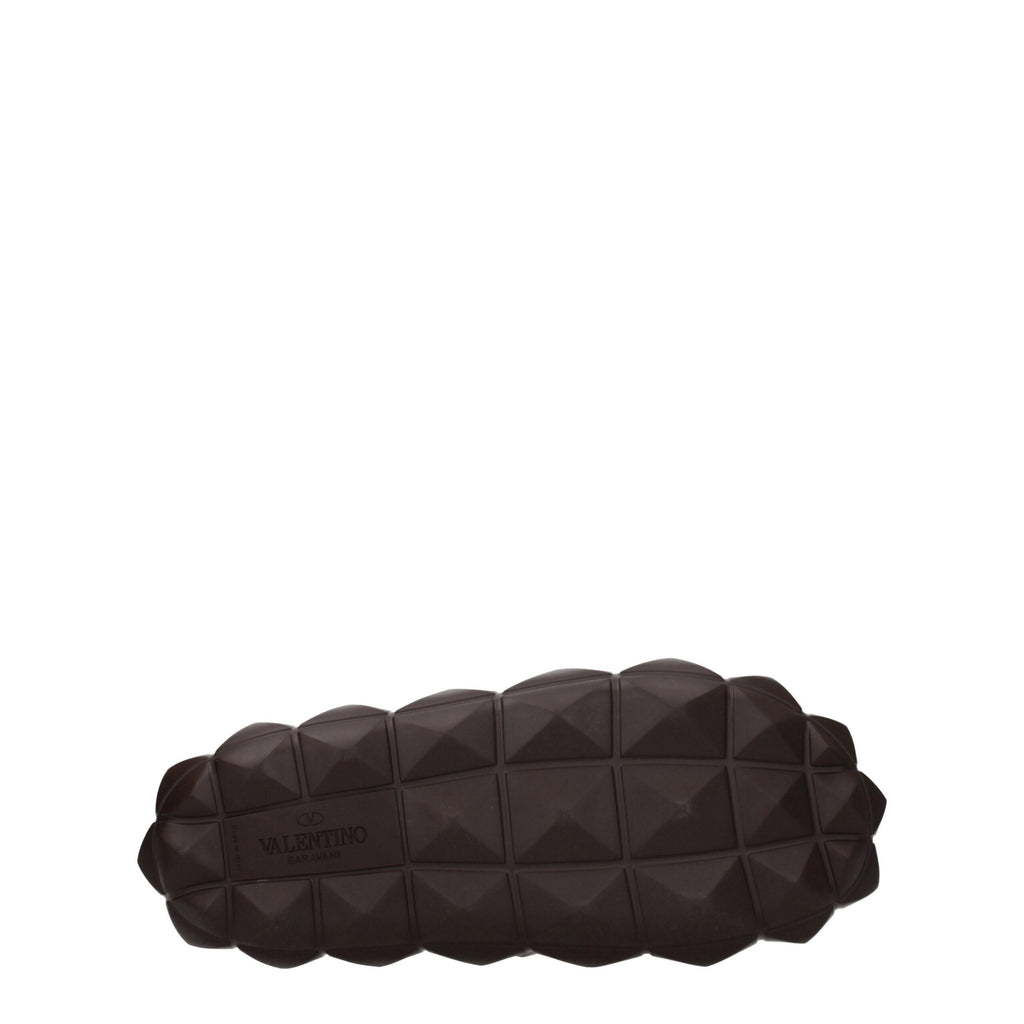 Valentino Garavani Braune Baumwollpantoffeln Sandalen