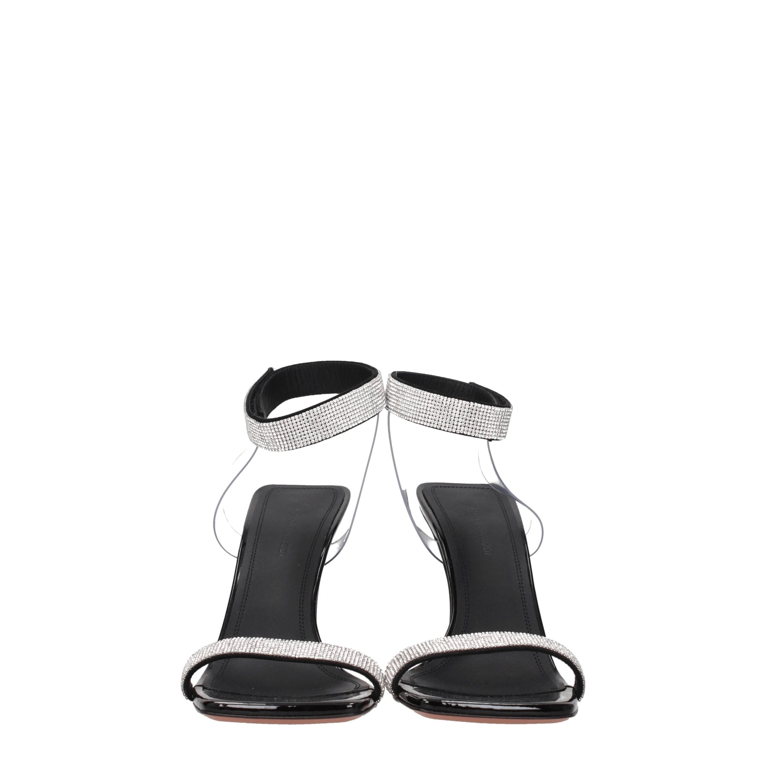 Amina Muaddi Sandalen mit Stilettoabsatz und schwarzen Kristallen