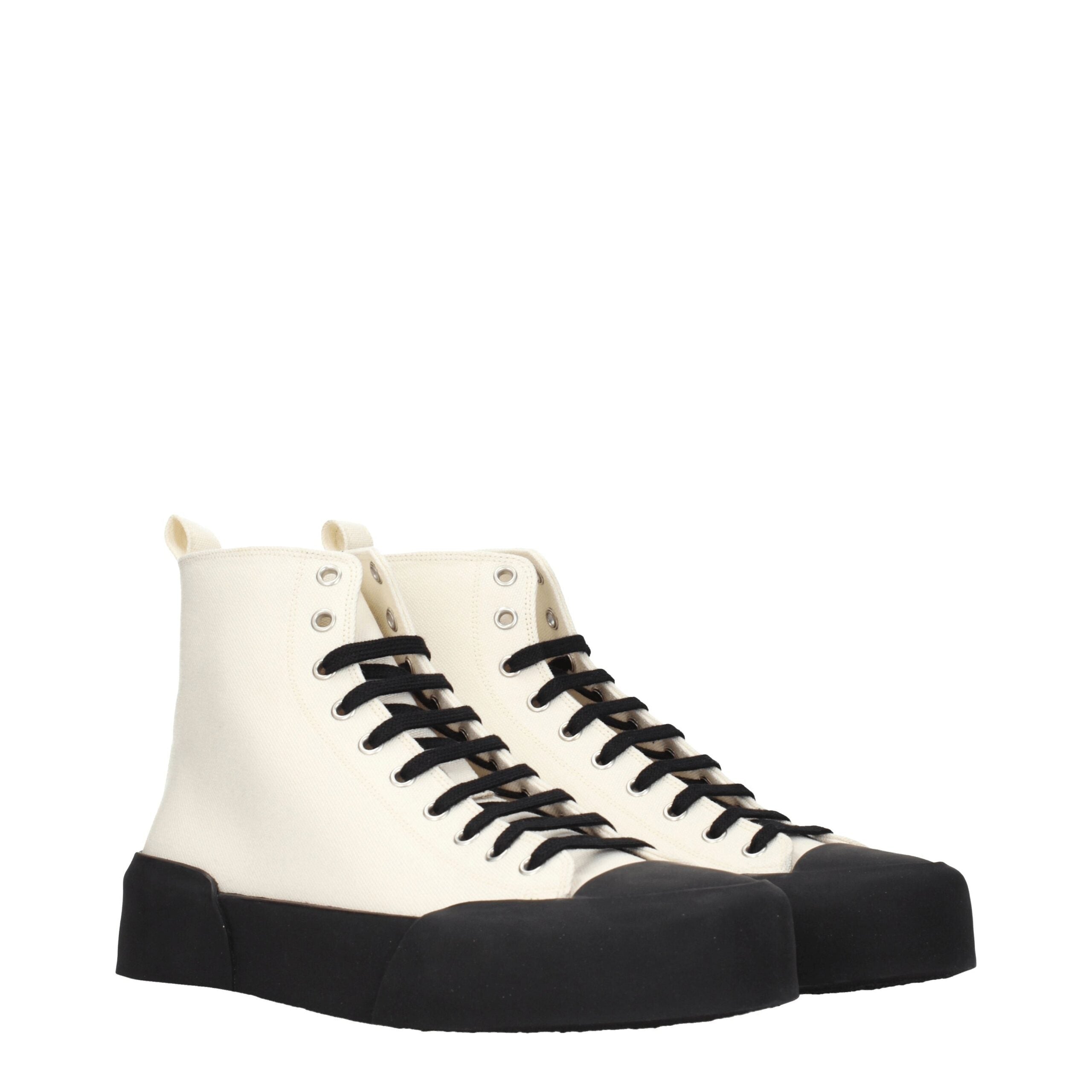 Jil Sander Beigefarbene Stoff-High-Tops