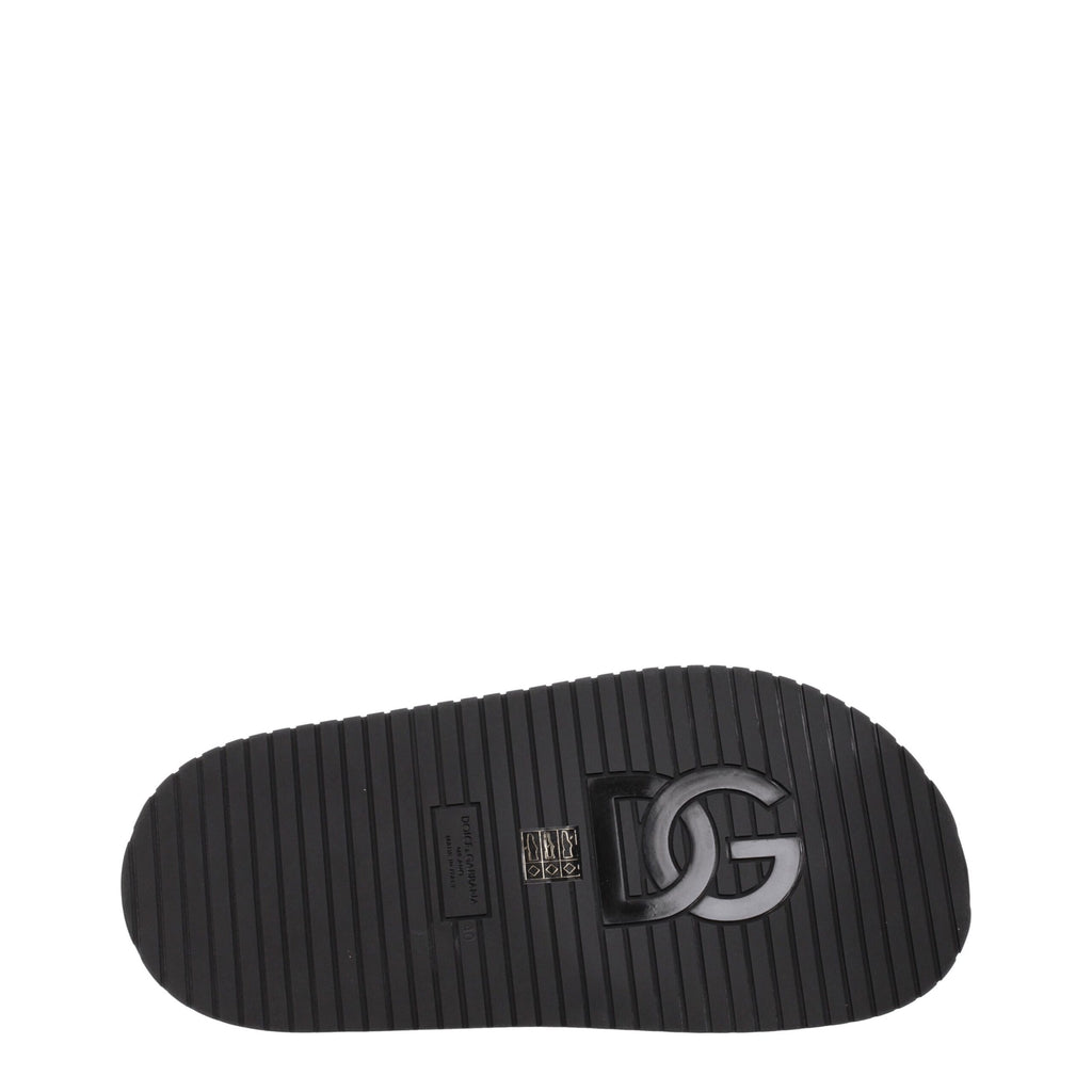 Dolce & Gabbana Schwarze Lederpantoffeln Sandalen