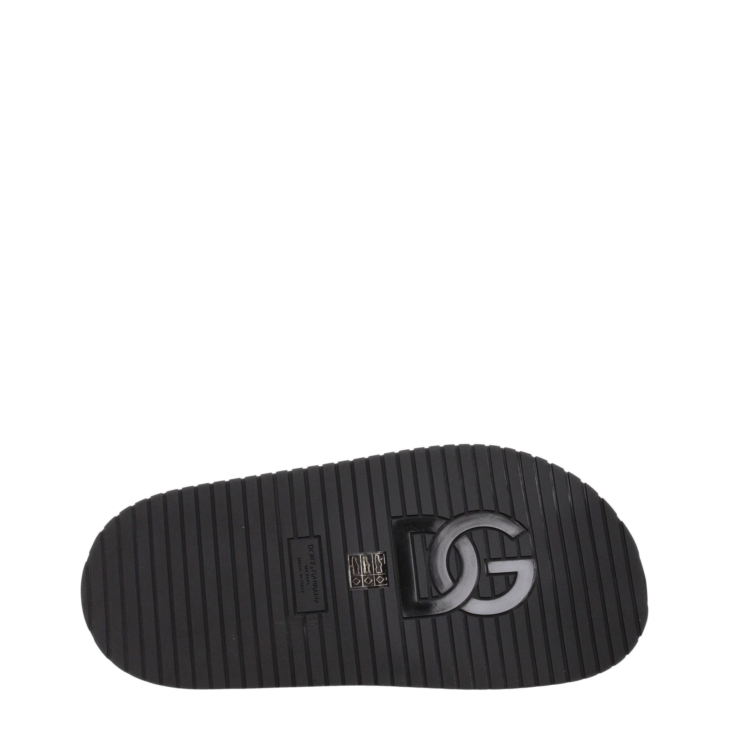 Dolce & Gabbana Schwarze Lederpantoffeln Sandalen