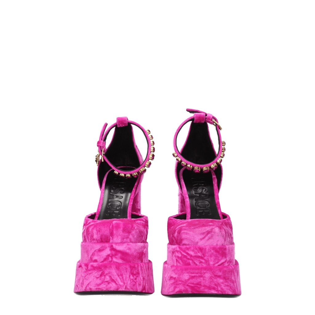 Versace Rosa Samt-Plateaus