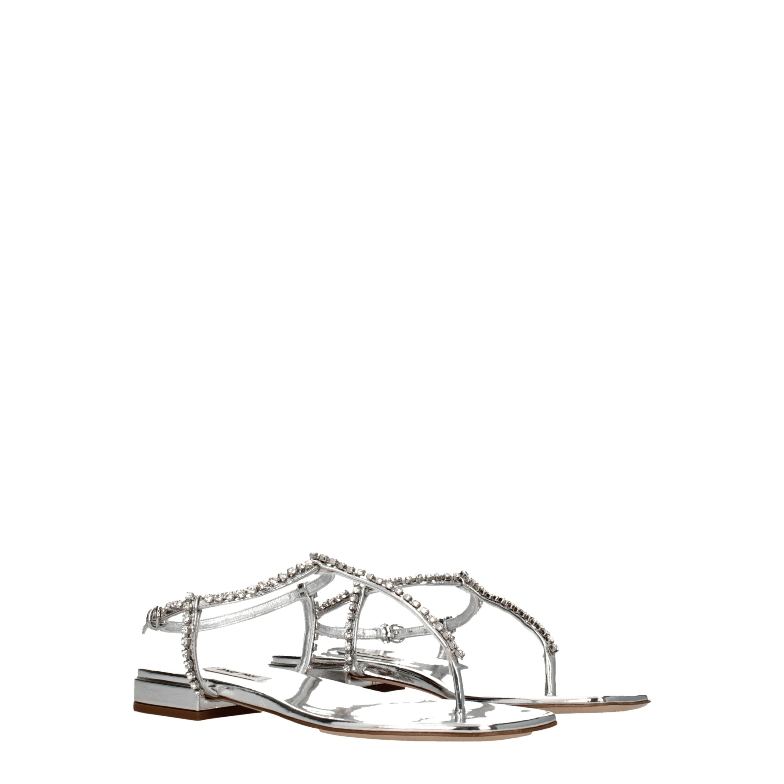 Miu Miu Graue Flip-Flop-Sandalen aus Leder