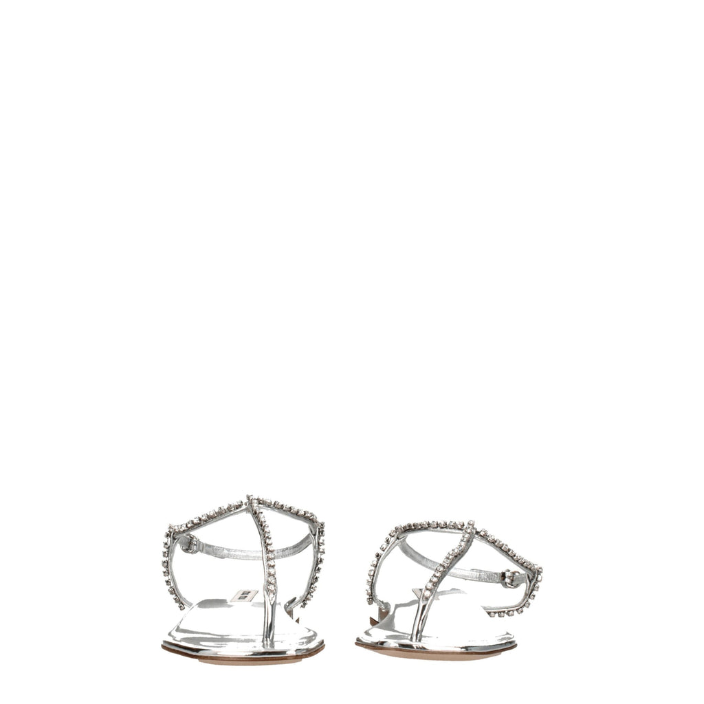 Miu Miu Graue Flip-Flop-Sandalen aus Leder
