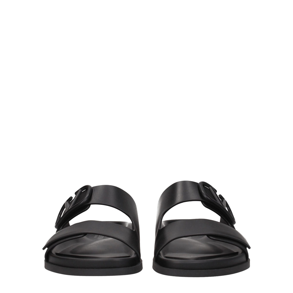 Valentino Garavani Schwarze Lederpantoffeln Sandalen
