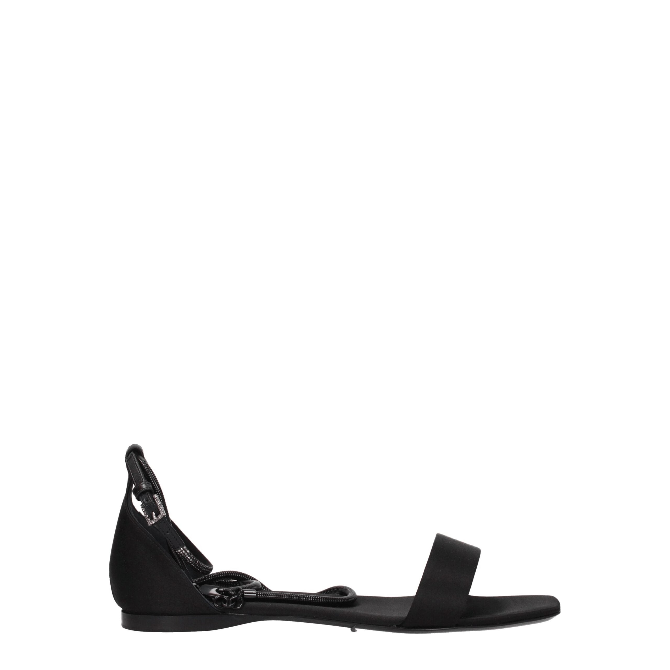 Max Mara Flache Sandalen aus schwarzem Satin