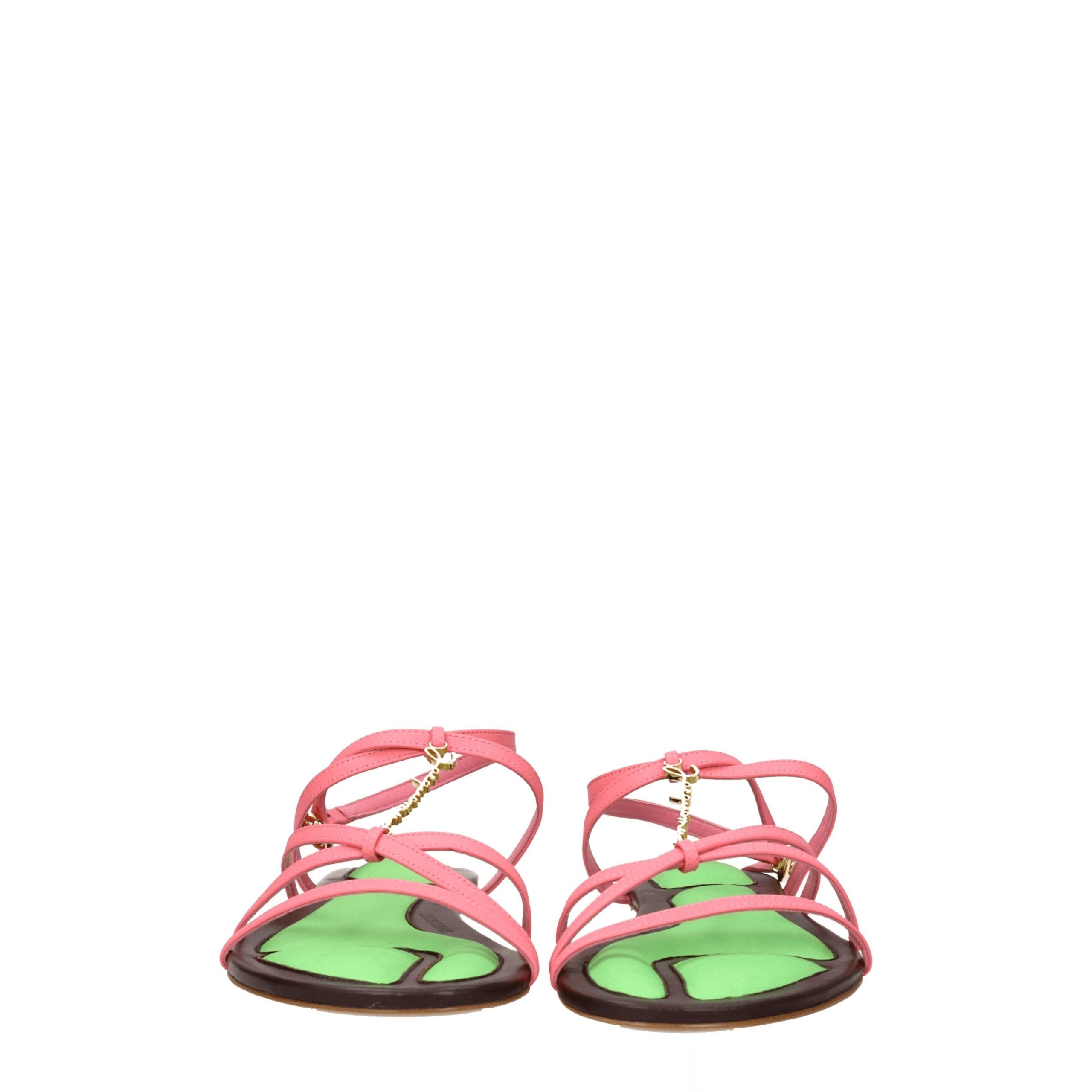 Jacquemus Flache Sandalen aus rosa Leder