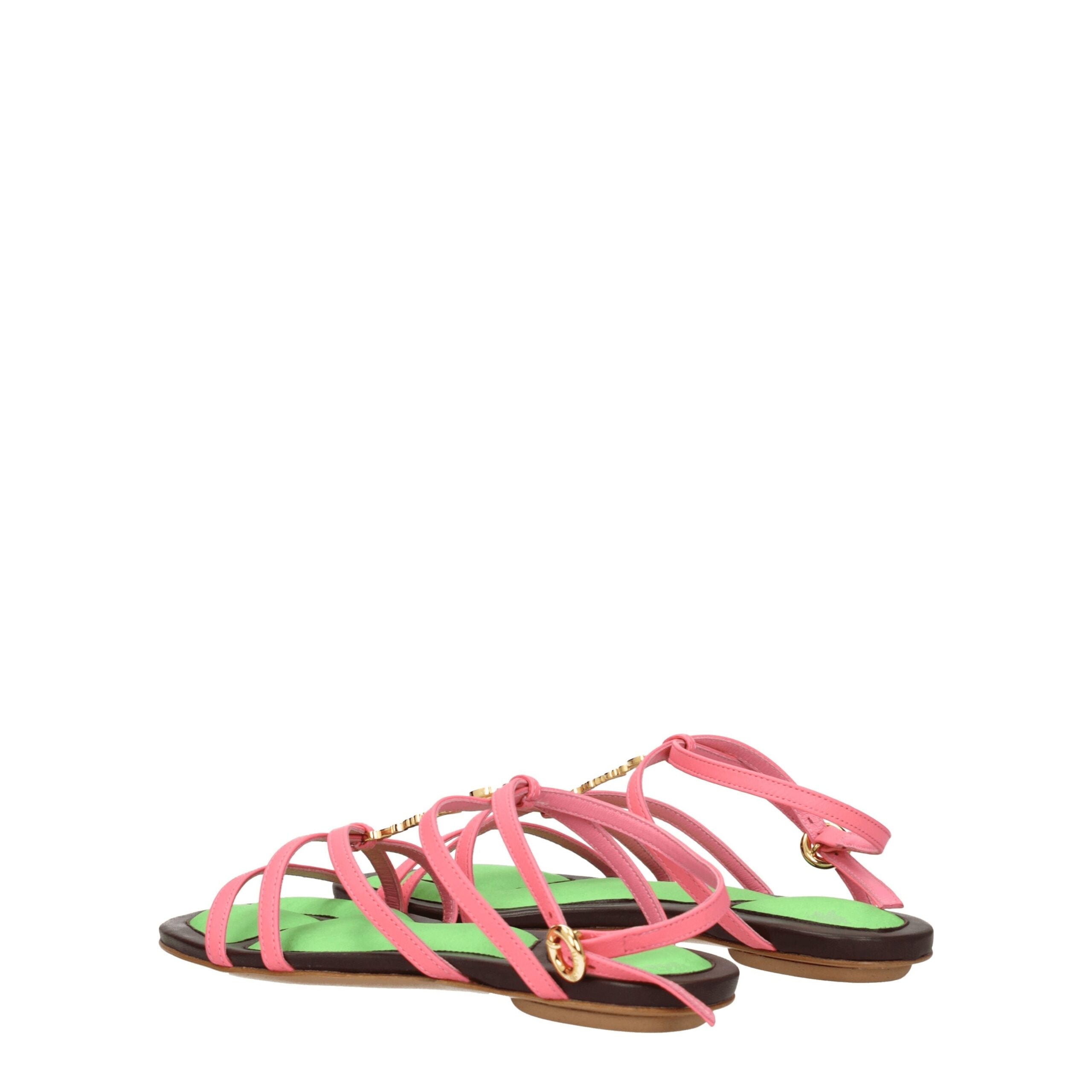 Jacquemus Flache Sandalen aus rosa Leder