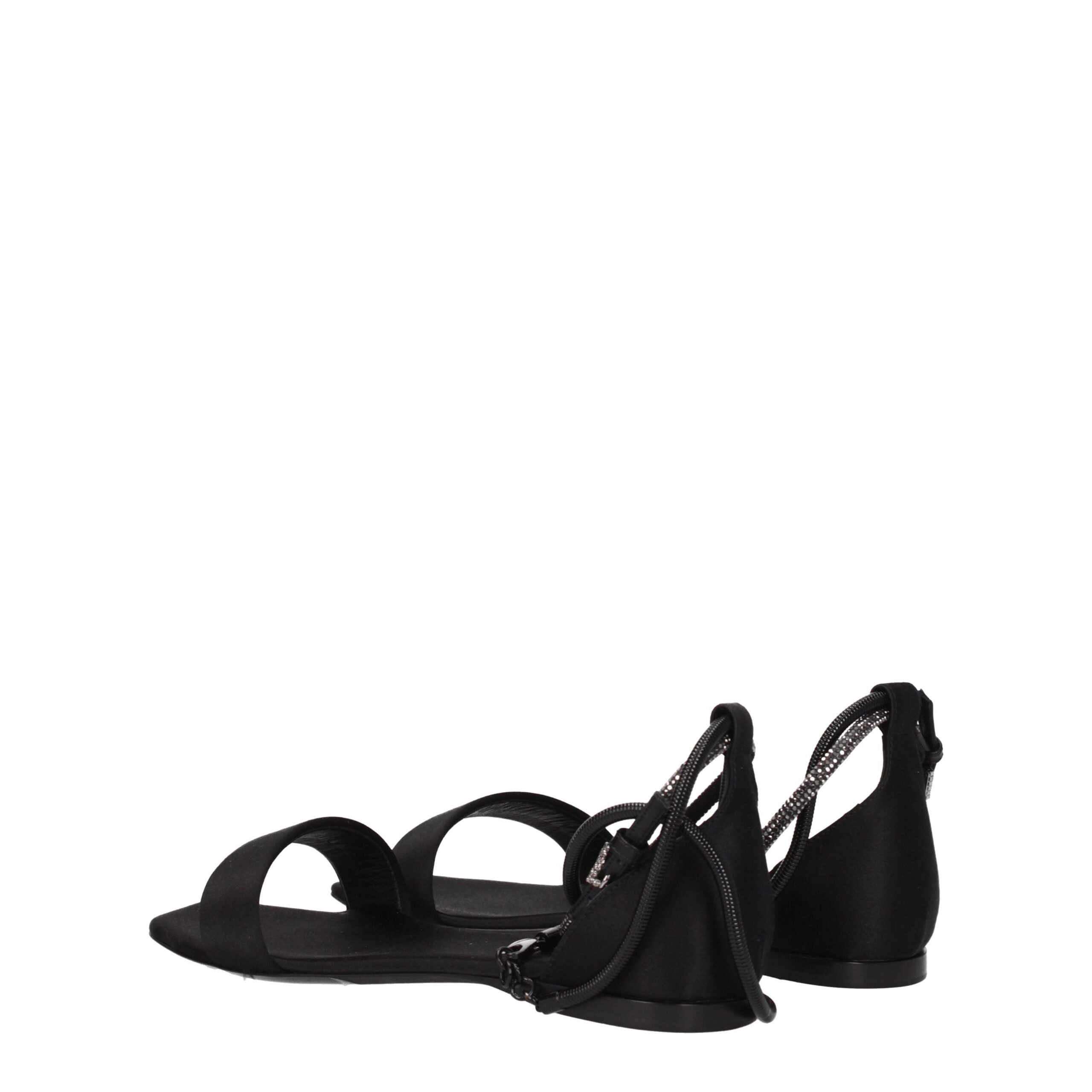 Max Mara Flache Sandalen aus schwarzem Satin