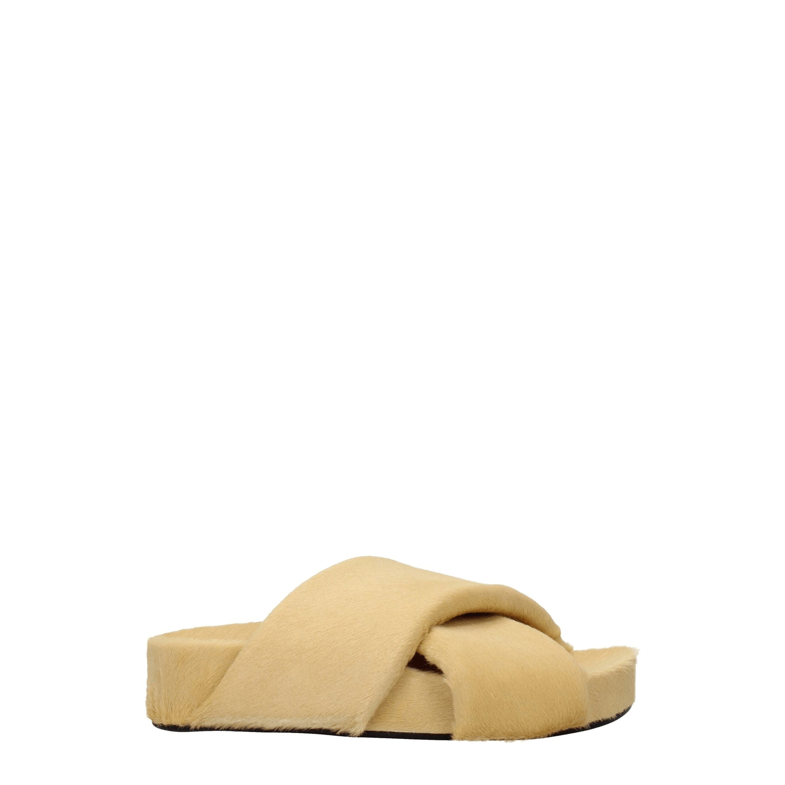 Jil Sander Beige Rosshaar-Pantoffeln Sandalen