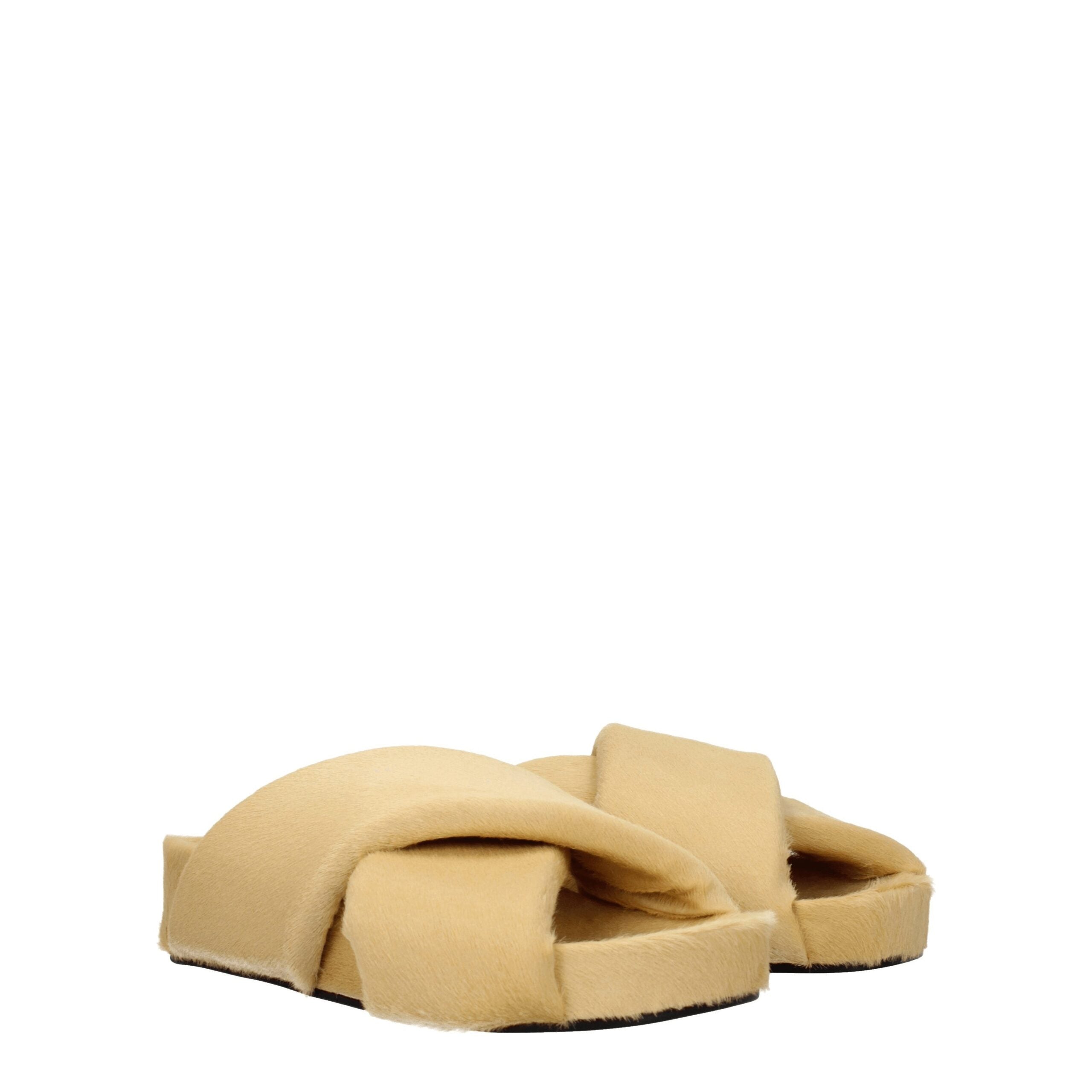 Jil Sander Beige Rosshaar-Pantoffeln Sandalen