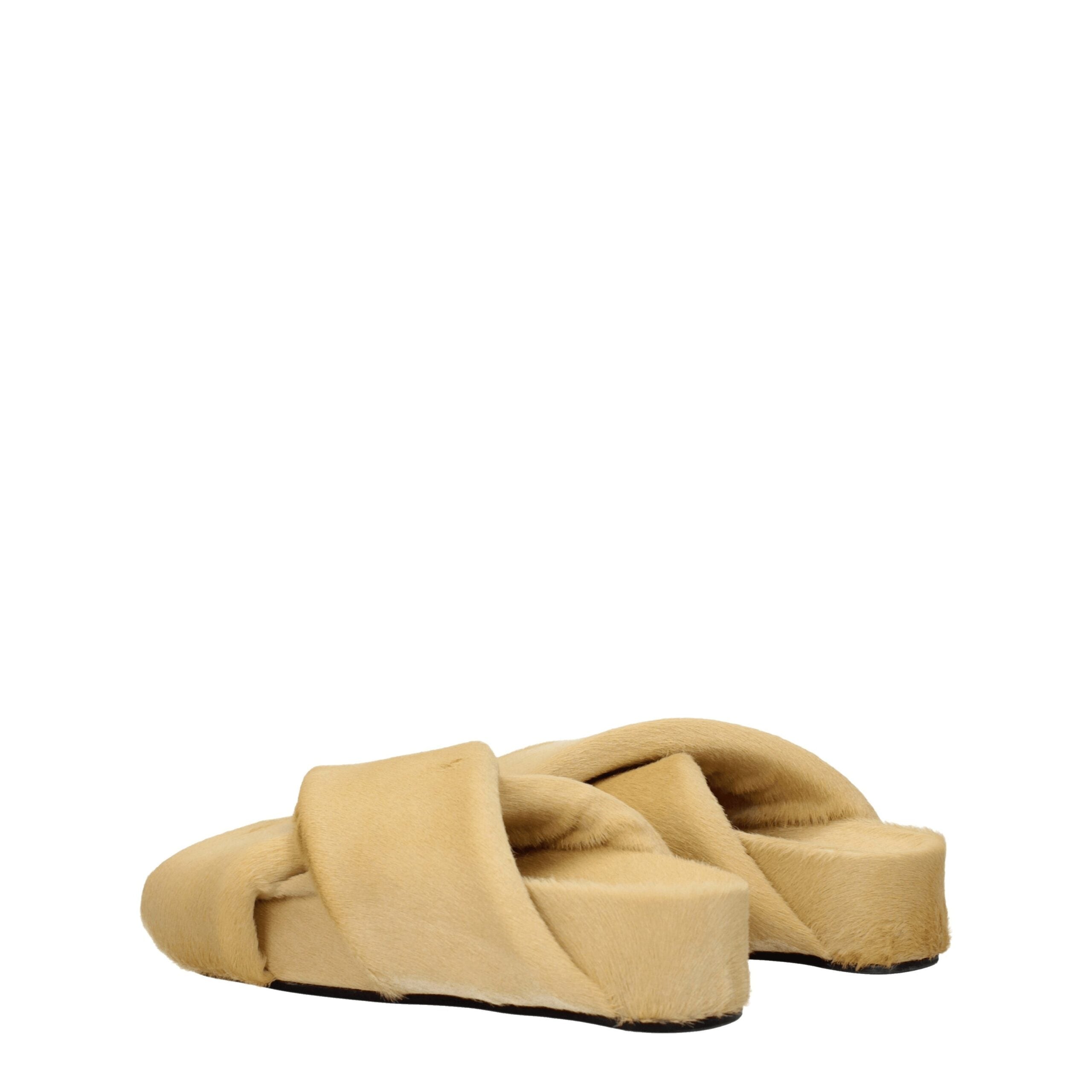 Jil Sander Beige Rosshaar-Pantoffeln Sandalen