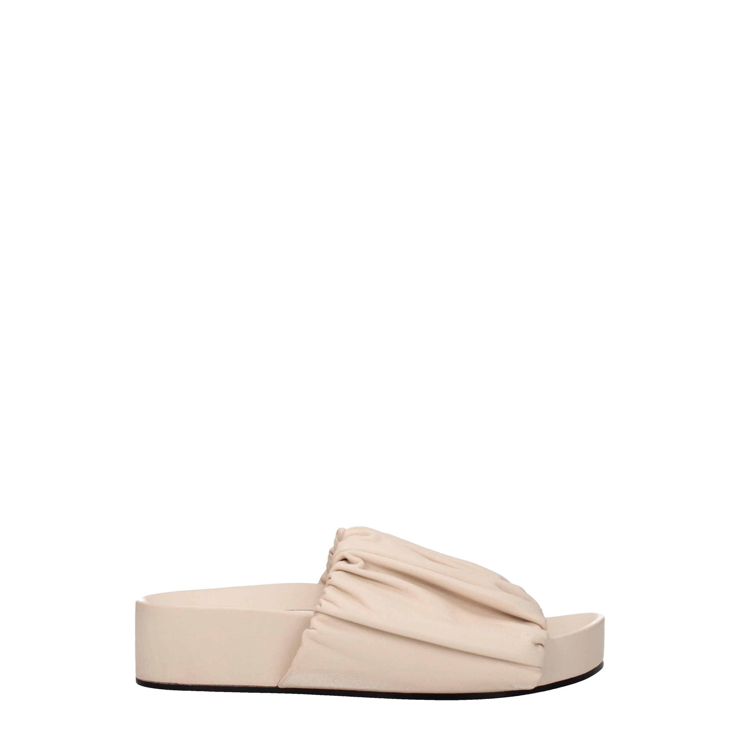 Jil Sander Rosa Lederpantoffeln Sandalen