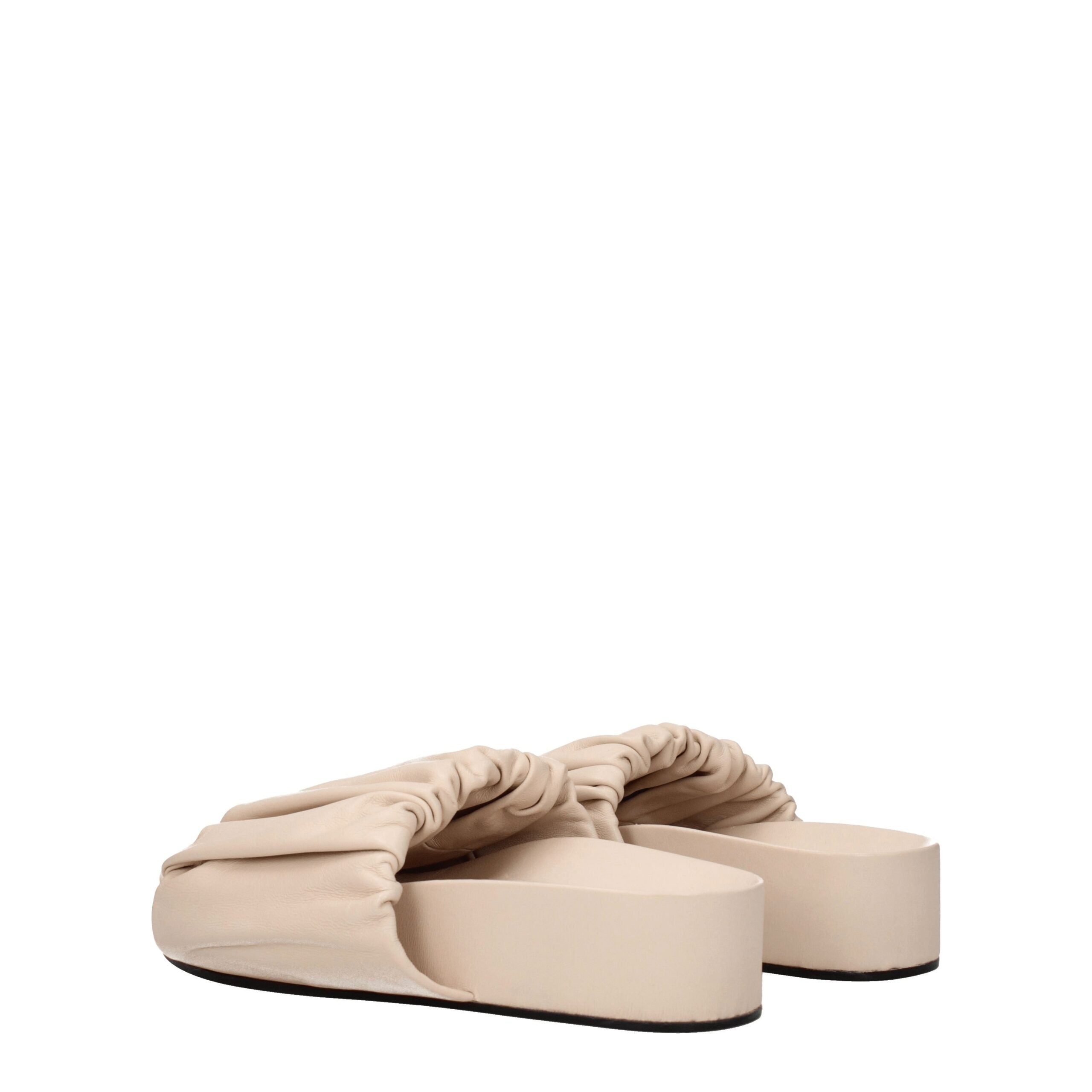 Jil Sander Rosa Lederpantoffeln Sandalen