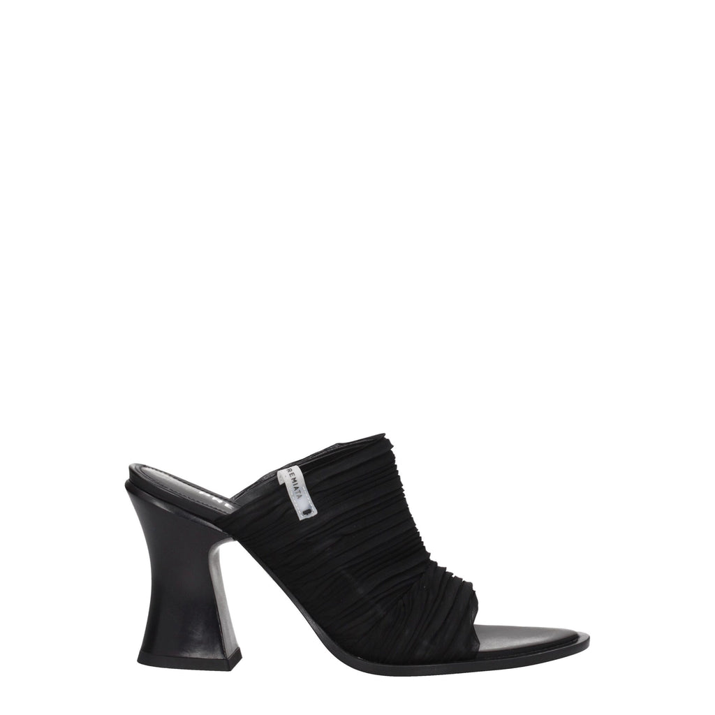 Premiata Schwarze Stoff-Plateausandalen