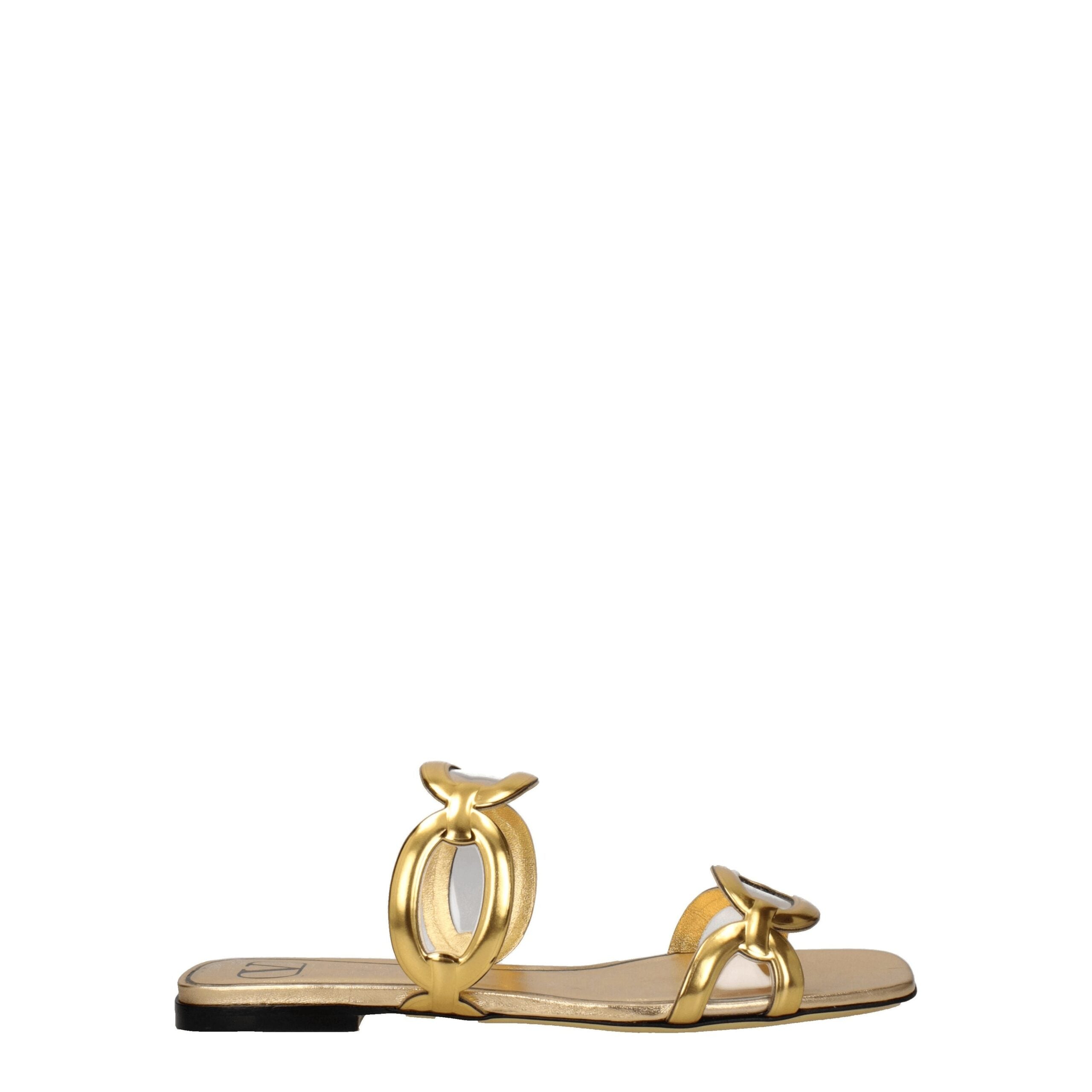Valentino Garavani Goldene Lederpantoffeln Sandalen