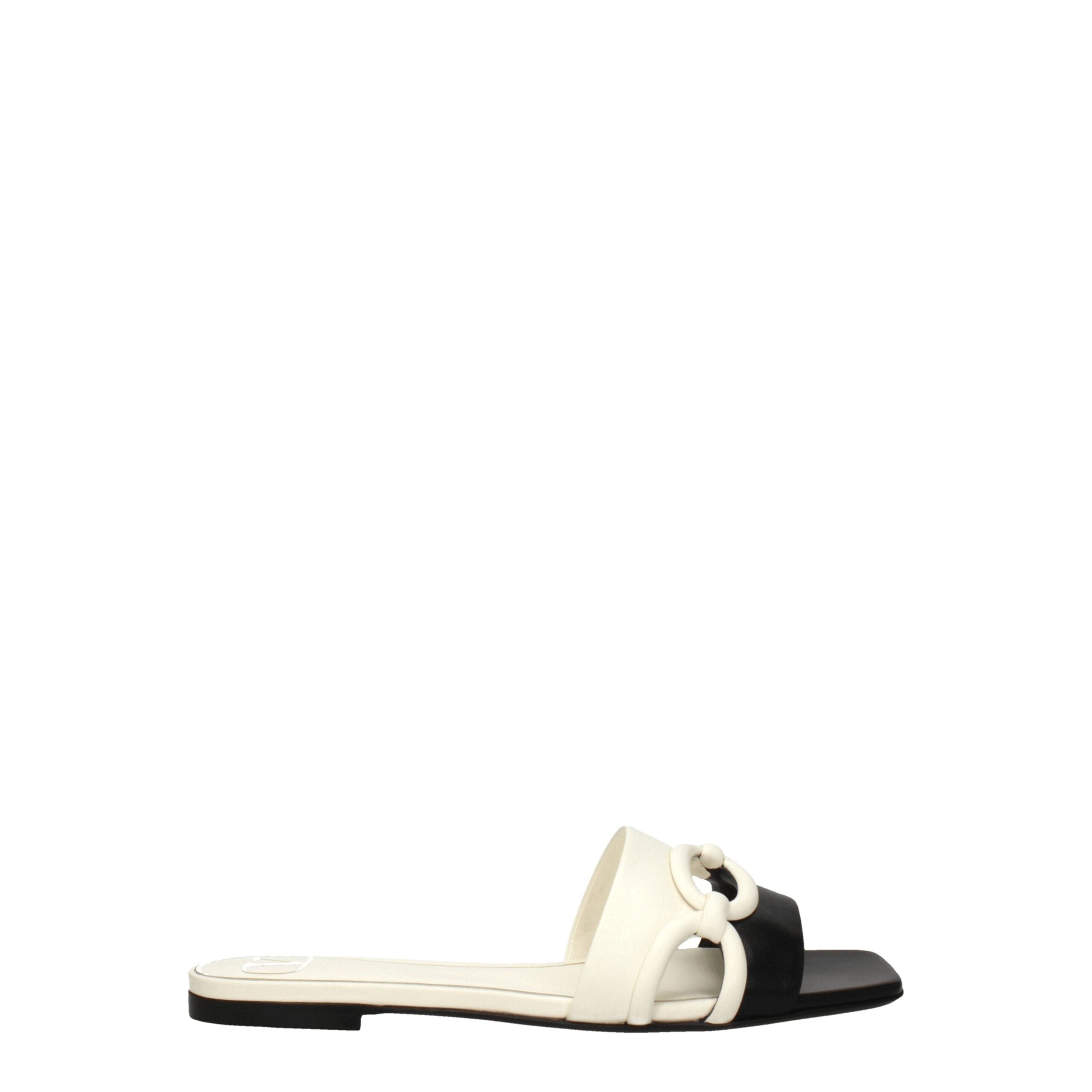 Valentino Garavani Schwarze Lederpantoffeln Sandalen