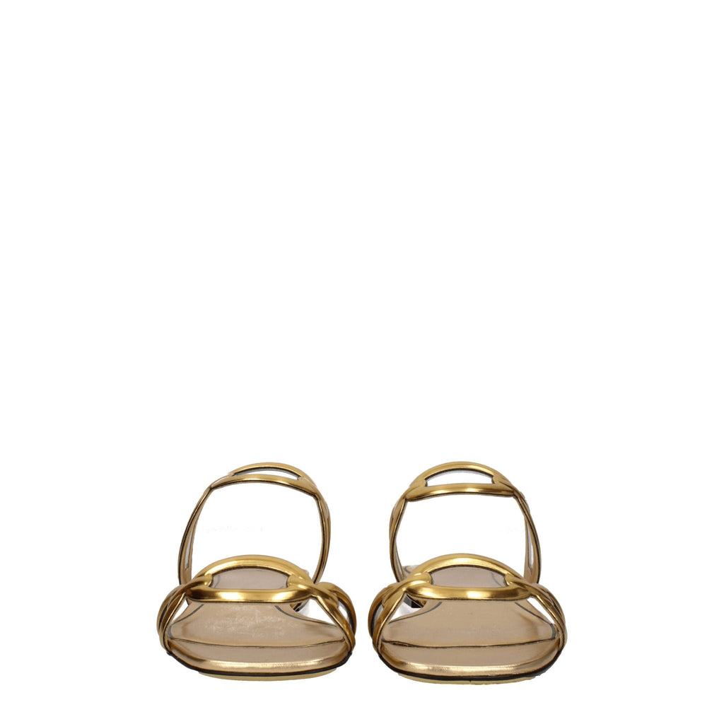Valentino Garavani Goldene Lederpantoffeln Sandalen