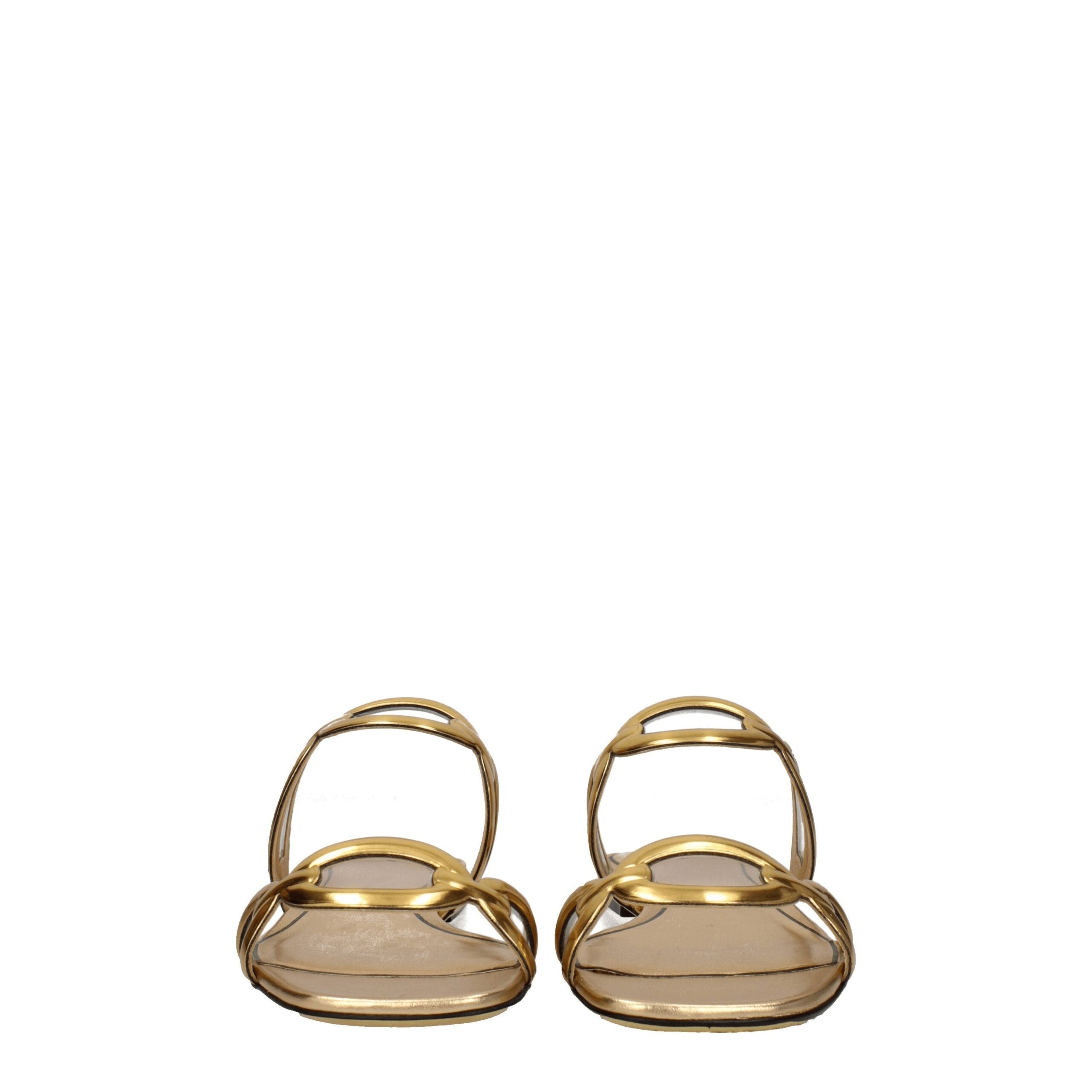 Valentino Garavani Goldene Lederpantoffeln Sandalen