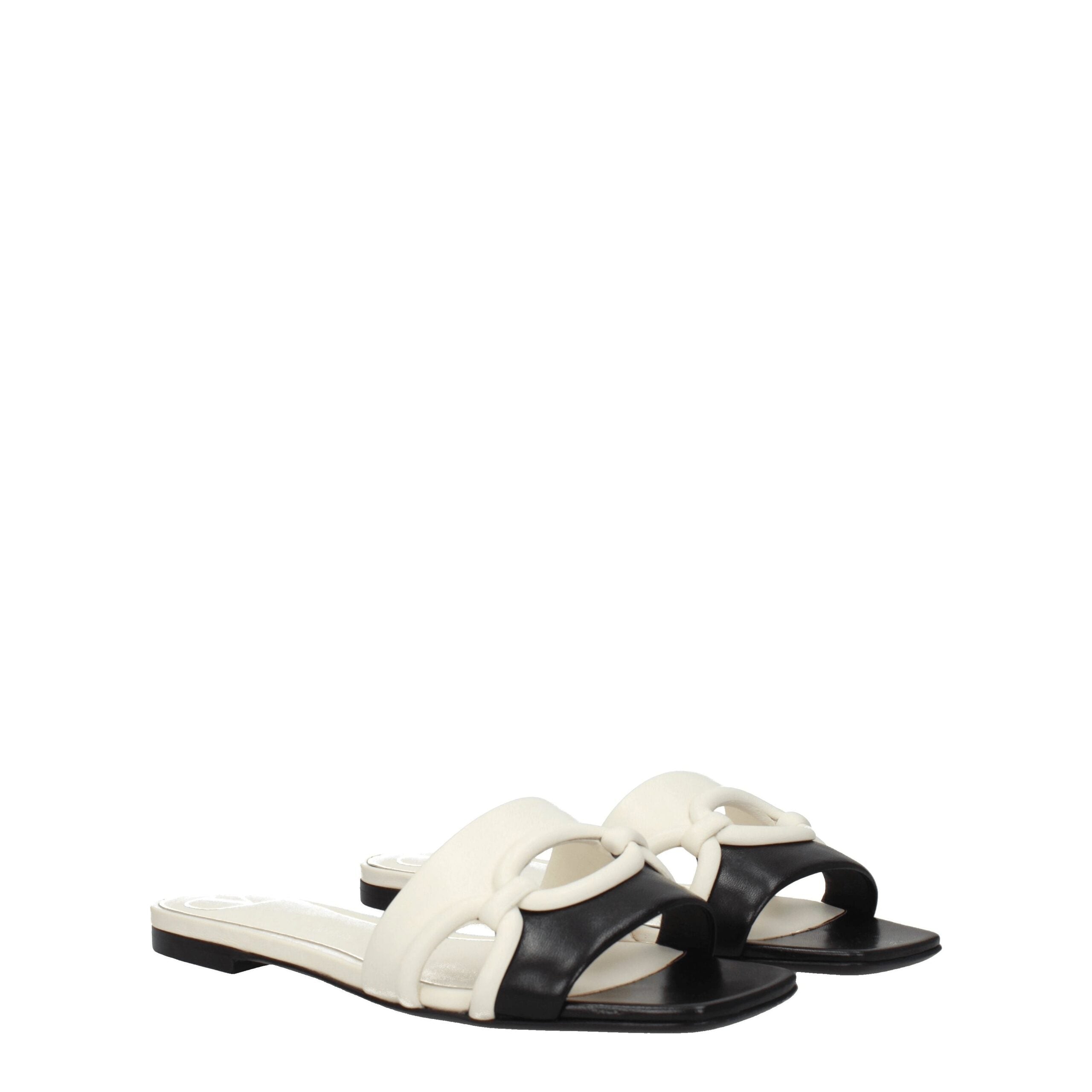 Valentino Garavani Schwarze Lederpantoffeln Sandalen