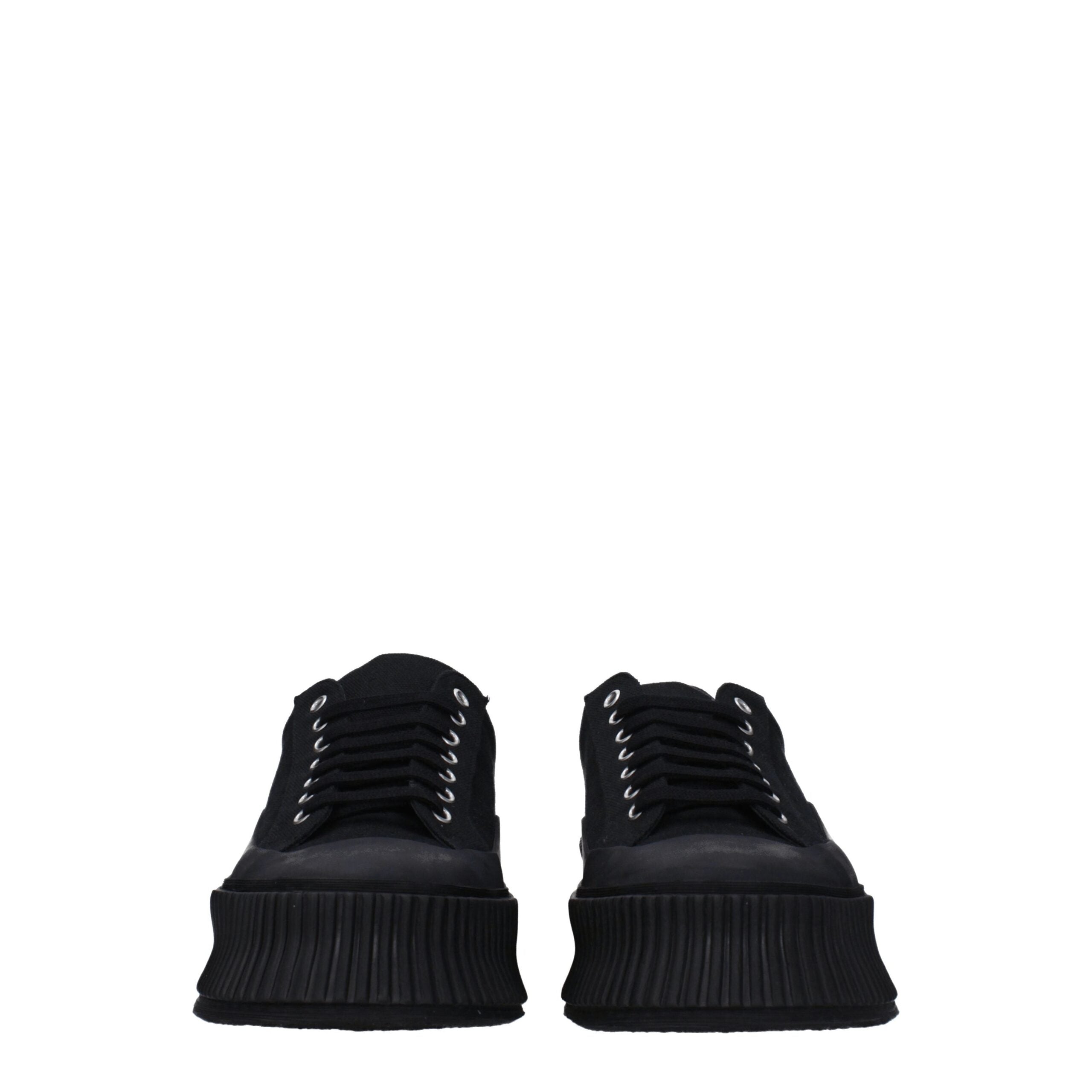 Jil Sander Schwarze Plateau-Sneakers aus Stoff