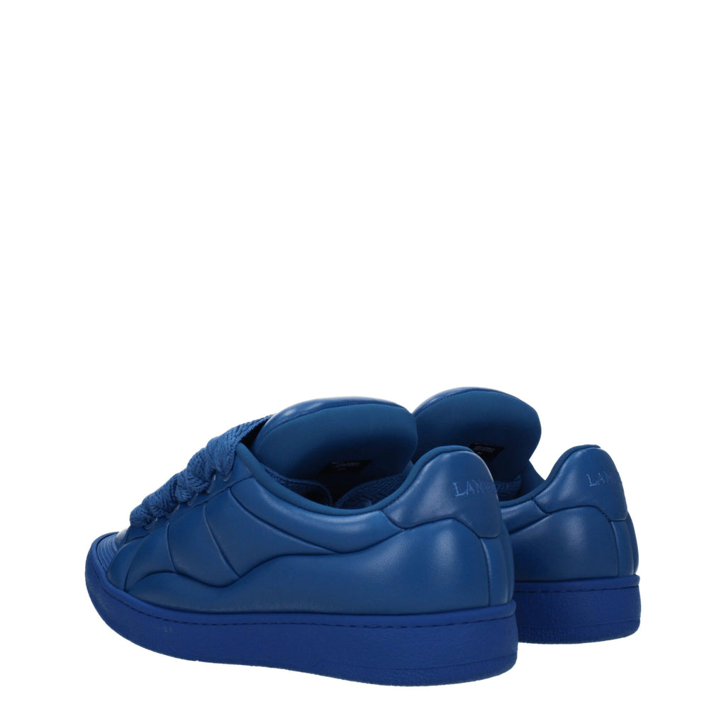 Lanvin Blaue Leder-Sneaker mit niedrigem Schnitt