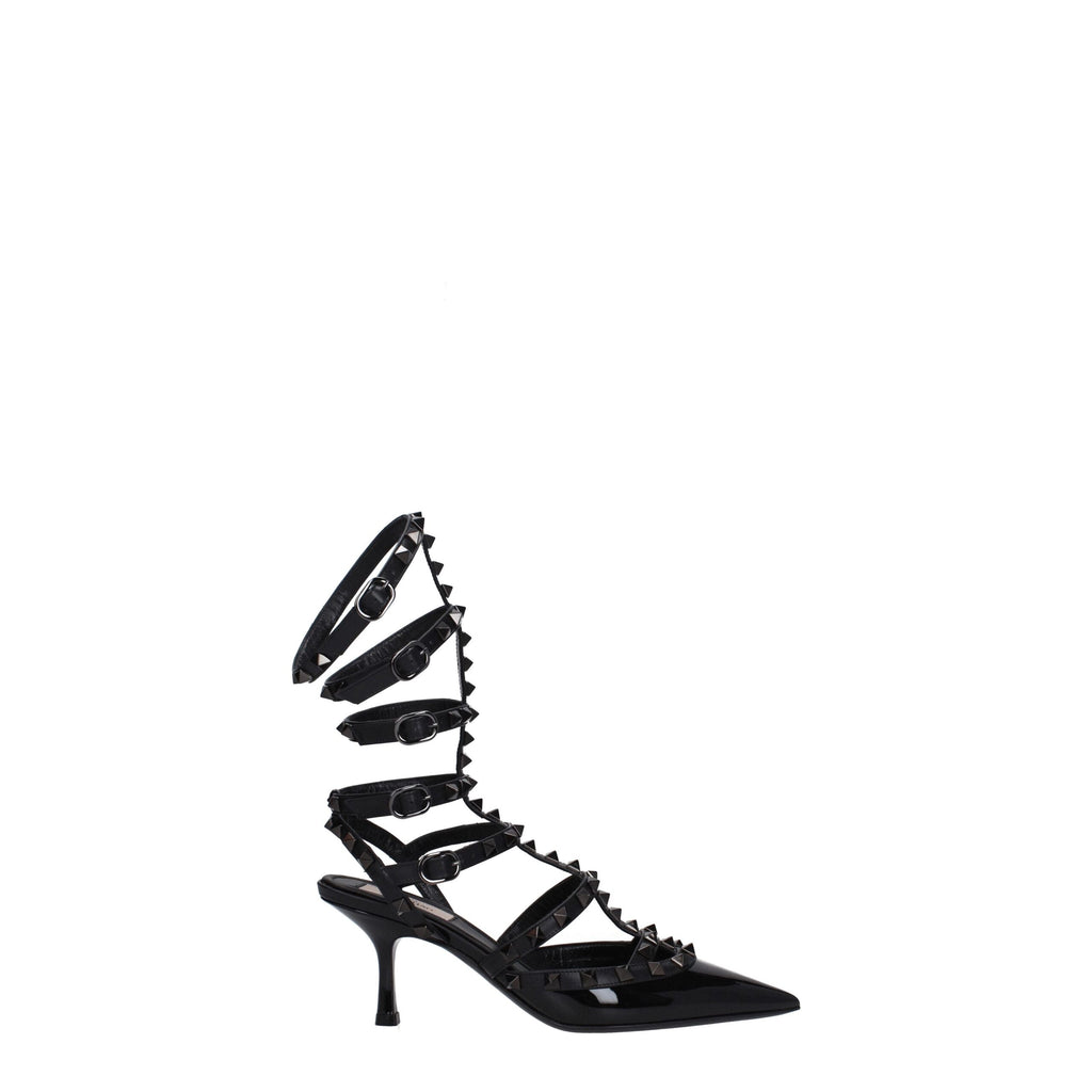 Valentino Garavani Schwarze Leder Stiletto Heels Sandalen