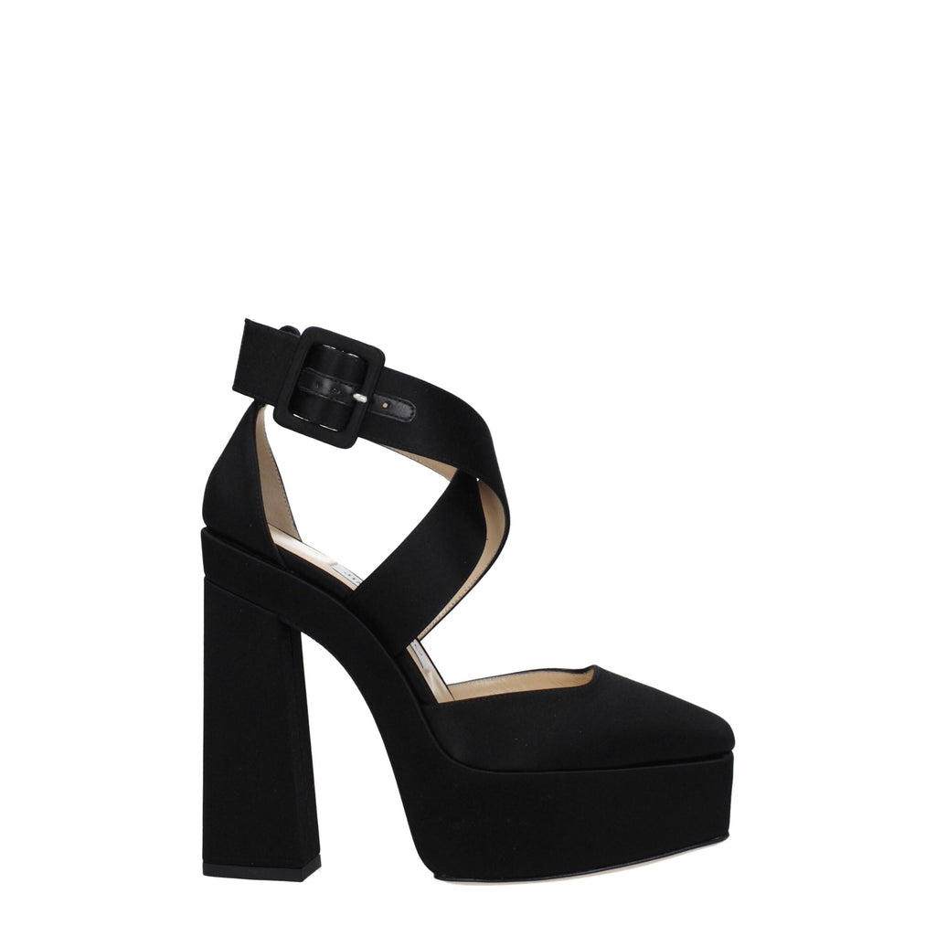 Jimmy Choo Schwarze Satin-Plateaus