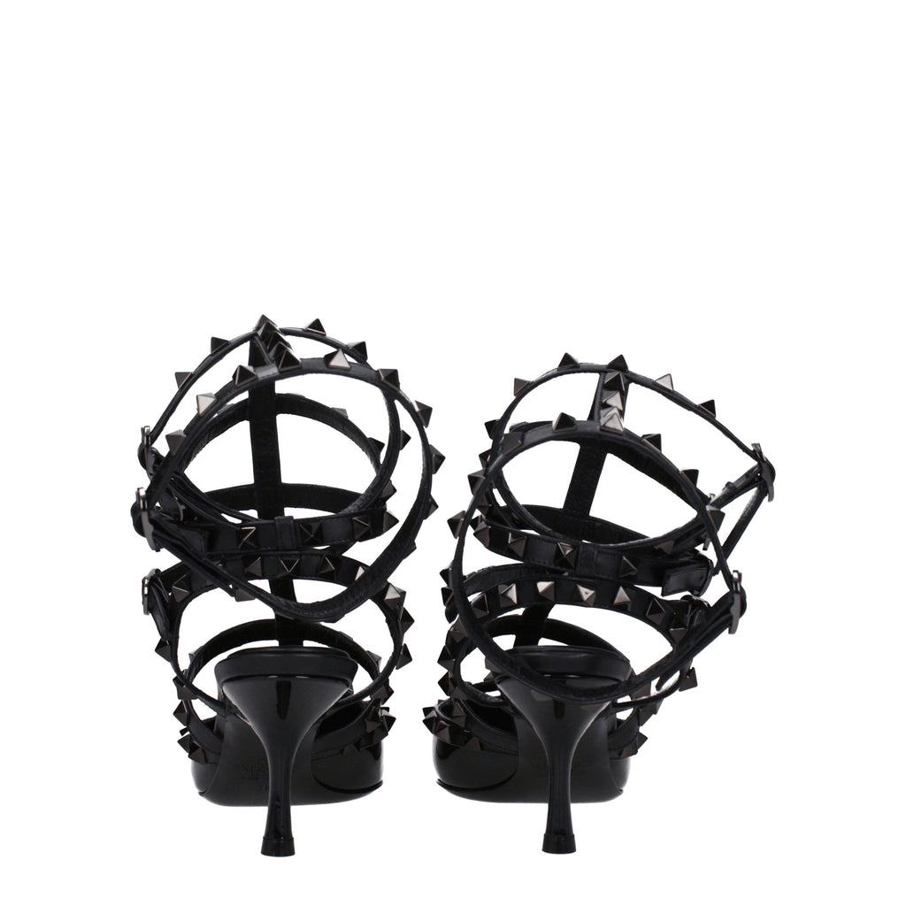 Valentino Garavani Schwarze Leder Stiletto Heels Sandalen