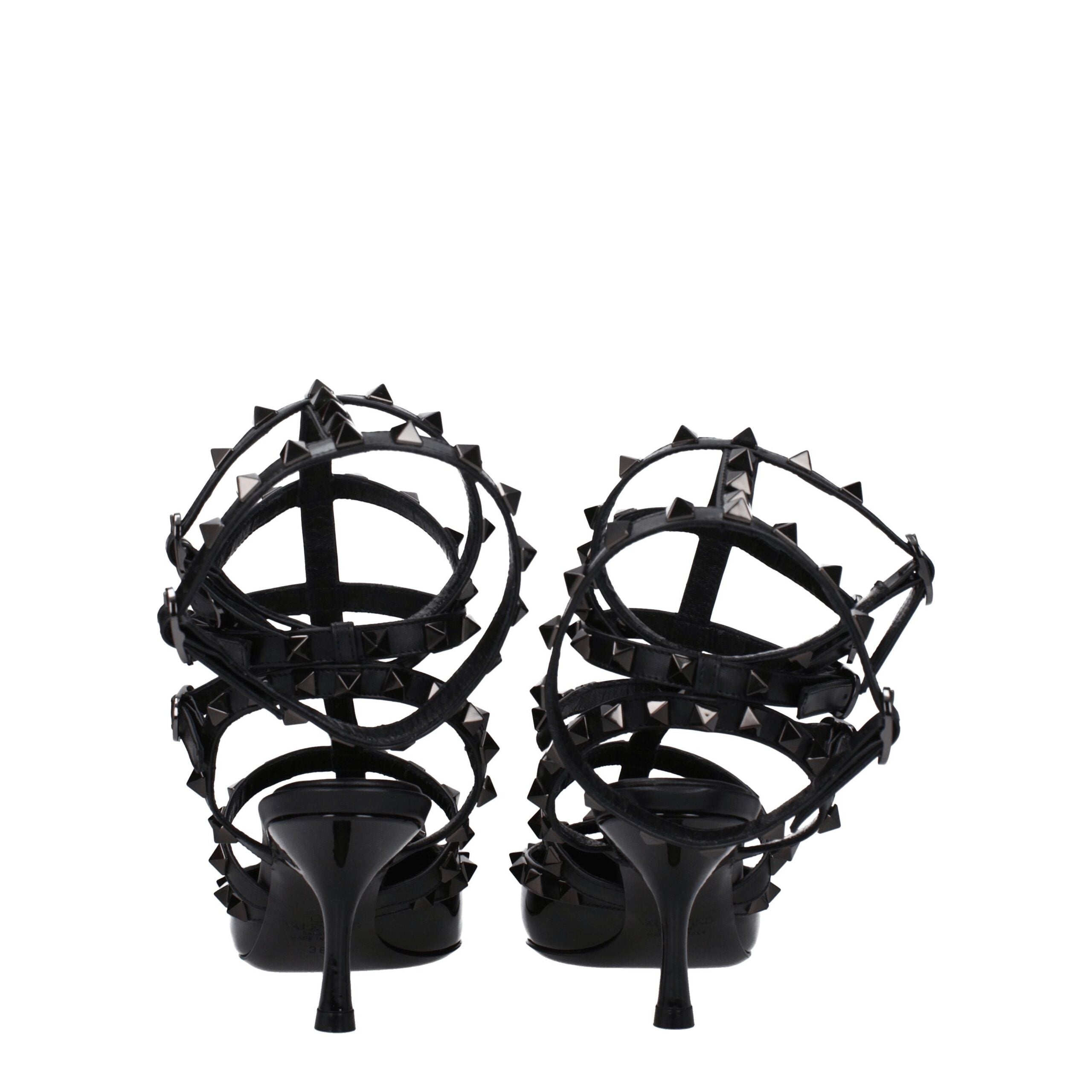 Valentino Garavani Schwarze Leder Stiletto Heels Sandalen