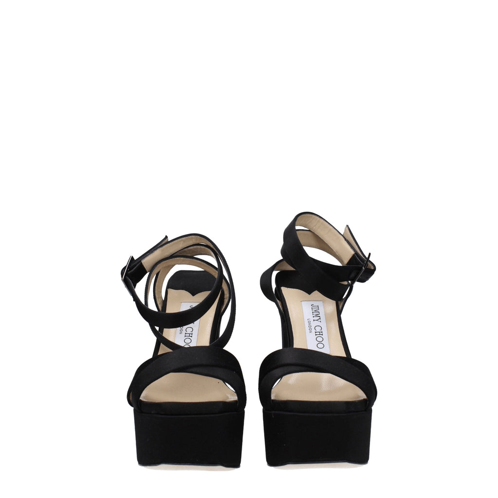 Jimmy Choo Schwarze Satin-Plateaus