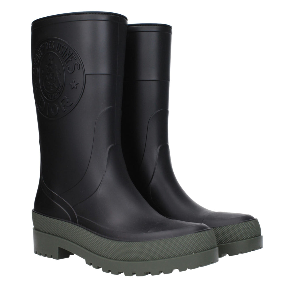 Christian Dior Schwarze Regenstiefel aus Baumwolle