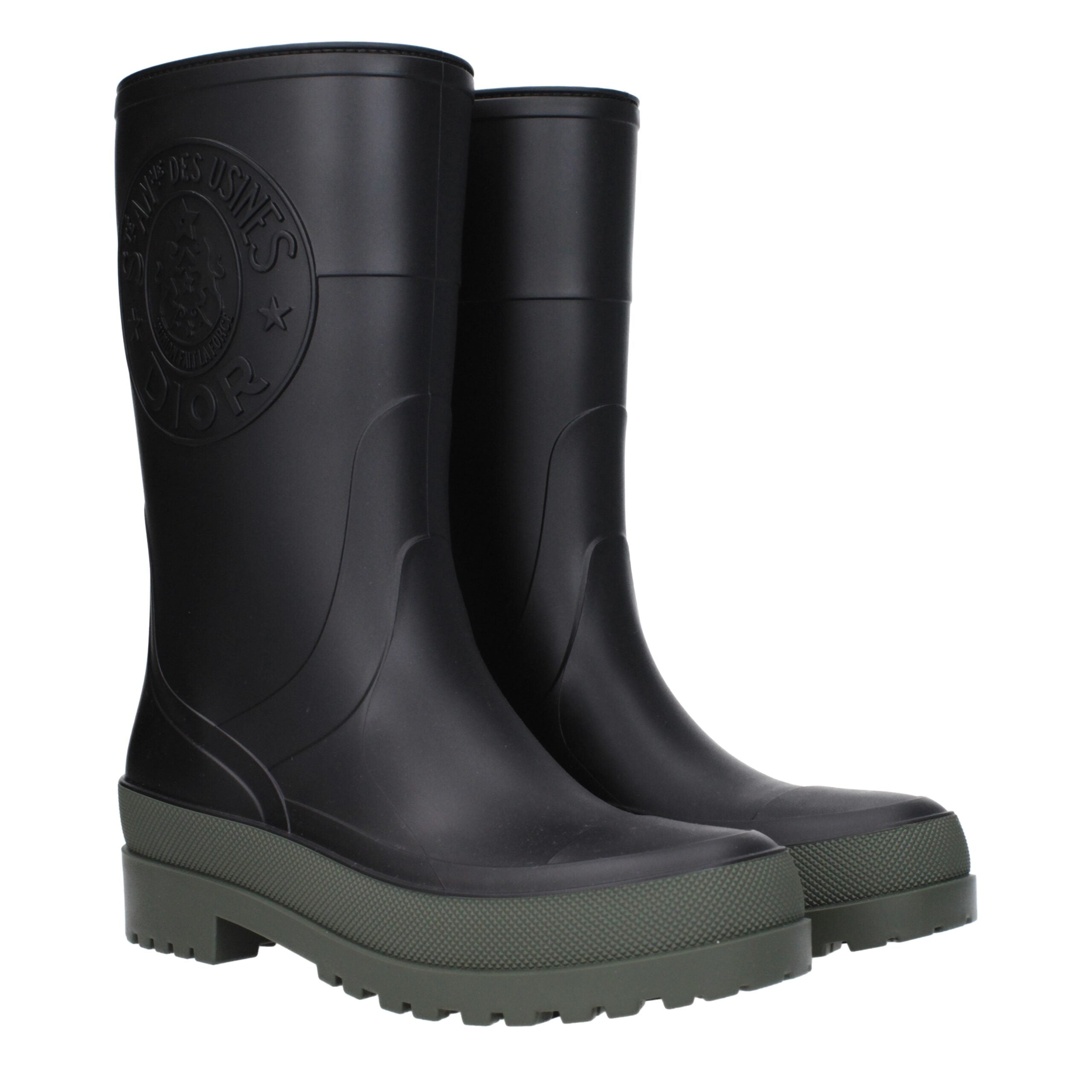 Christian Dior Schwarze Regenstiefel aus Baumwolle