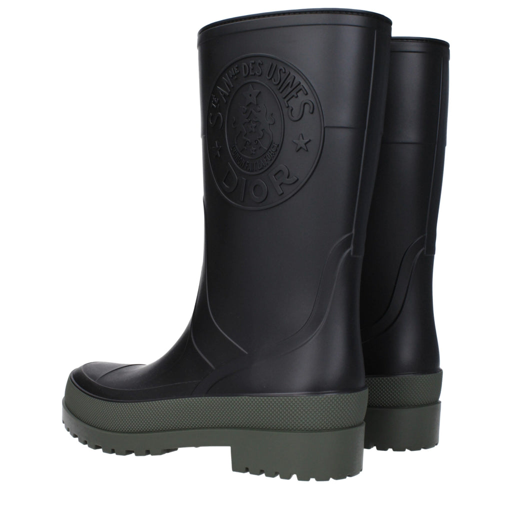 Christian Dior Schwarze Regenstiefel aus Baumwolle