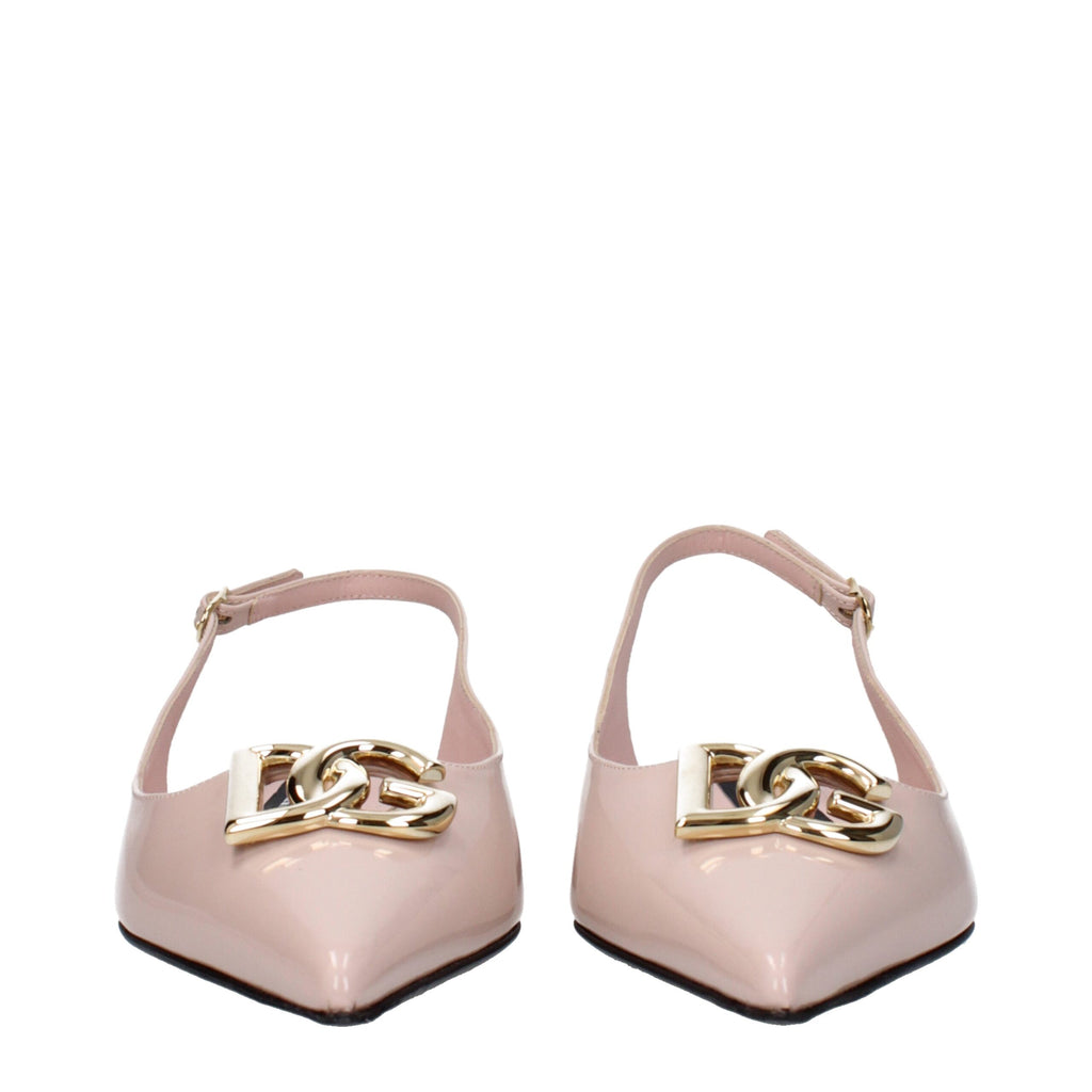 Dolce & Gabbana Rosa Leder-Ballett-Flats