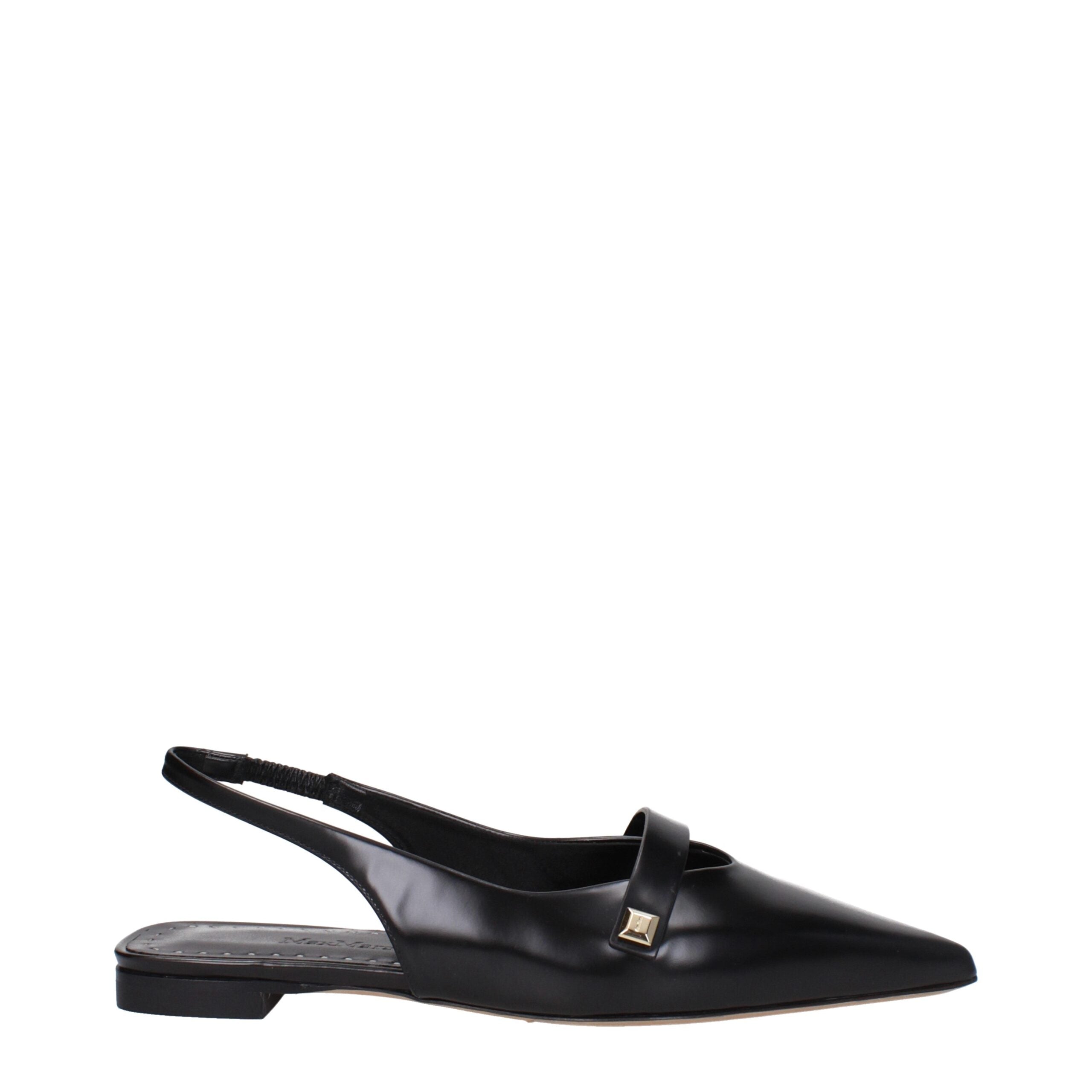 Max Mara Schwarze Leder-Ballett-Flats