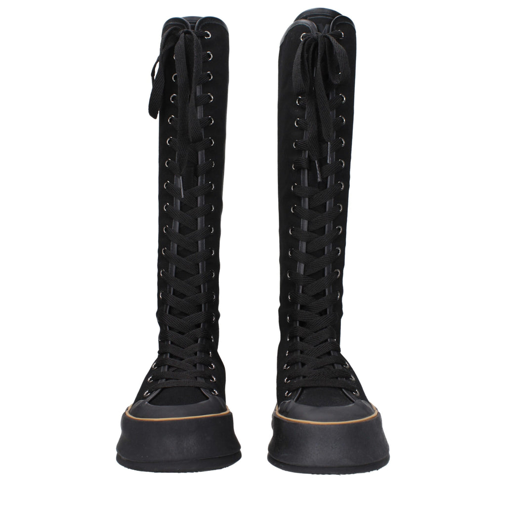 Max Mara Schwarze Schnürstiefel aus Stoff