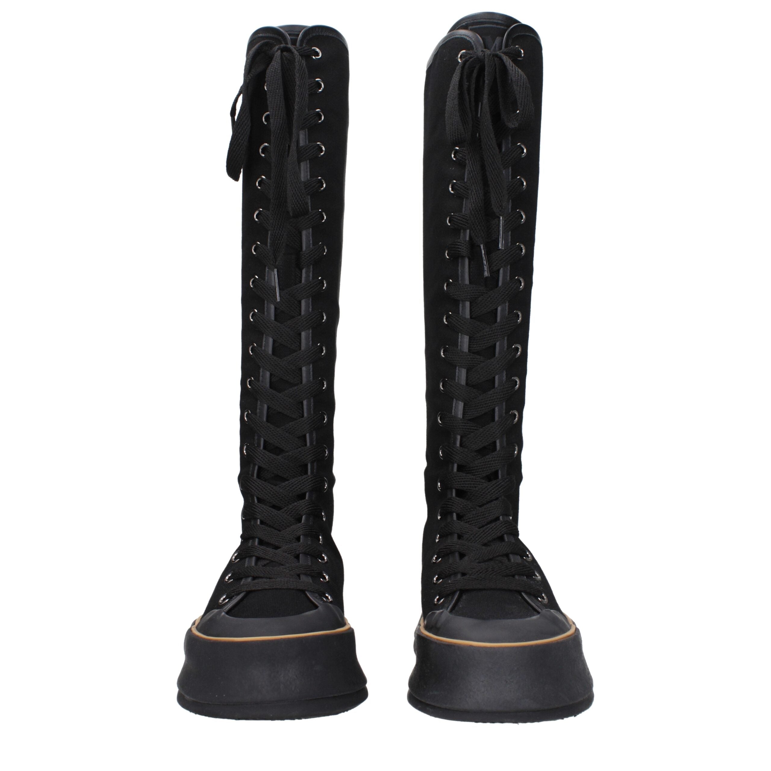Max Mara Schwarze Schnürstiefel aus Stoff