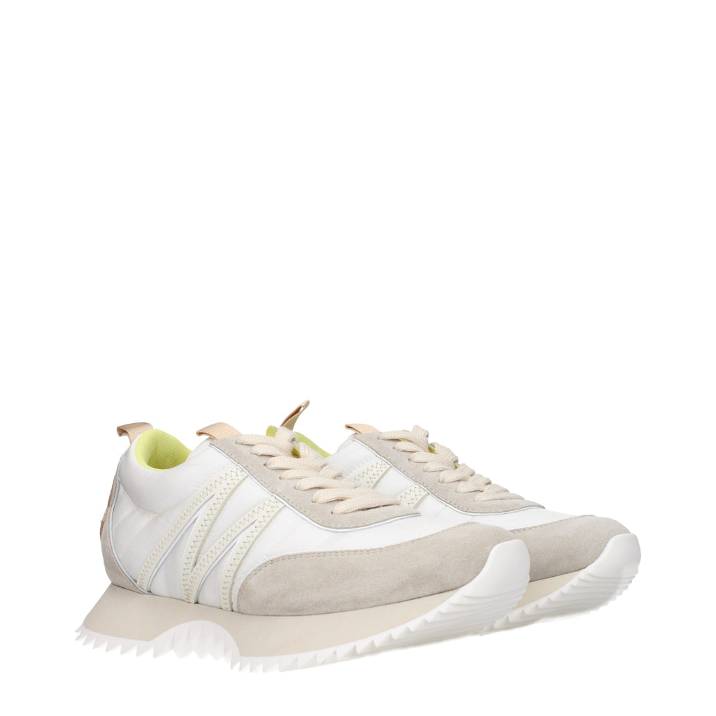 Moncler Beigefarbene Stoff-Sneaker mit niedrigem Schnitt