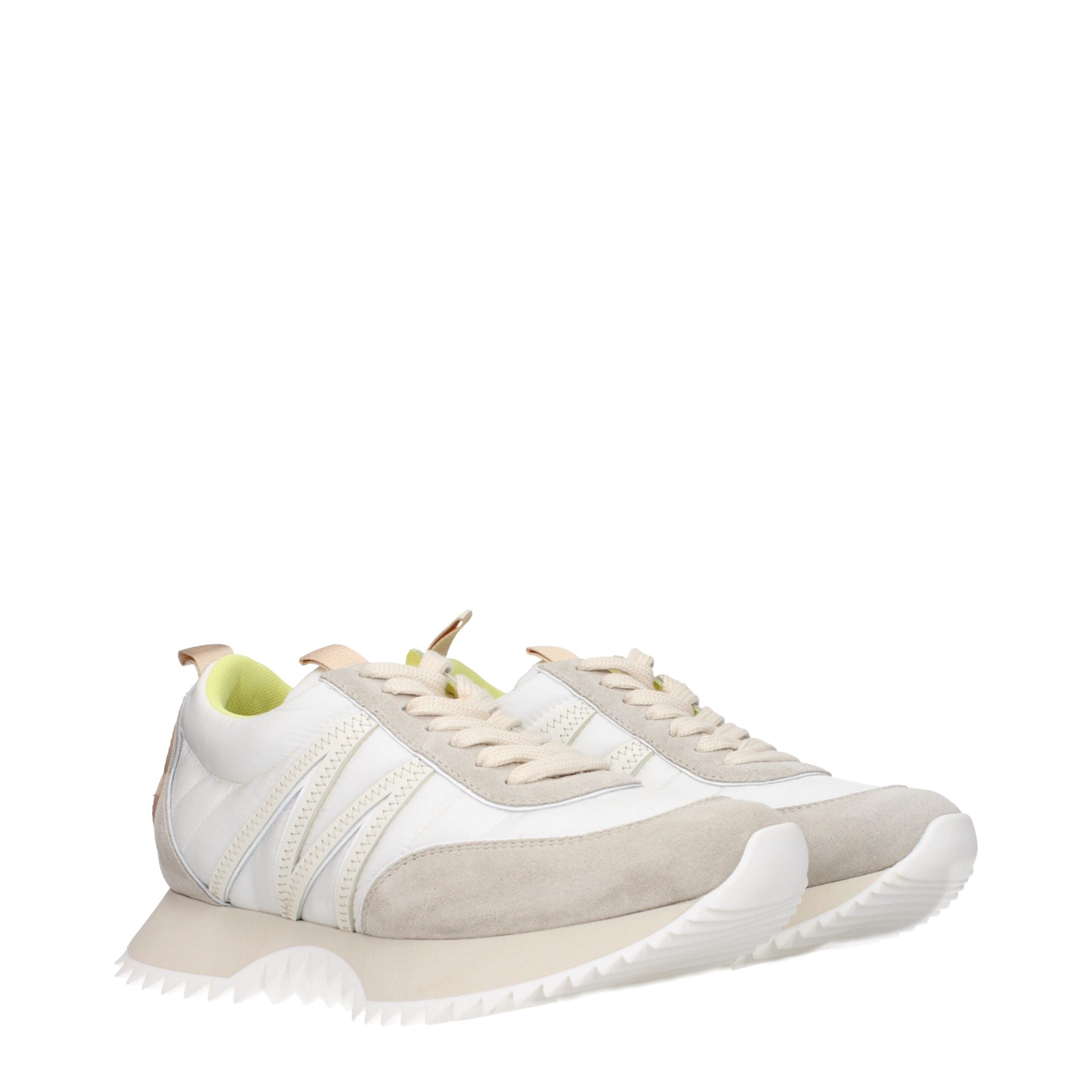 Moncler Beigefarbene Stoff-Sneaker mit niedrigem Schnitt