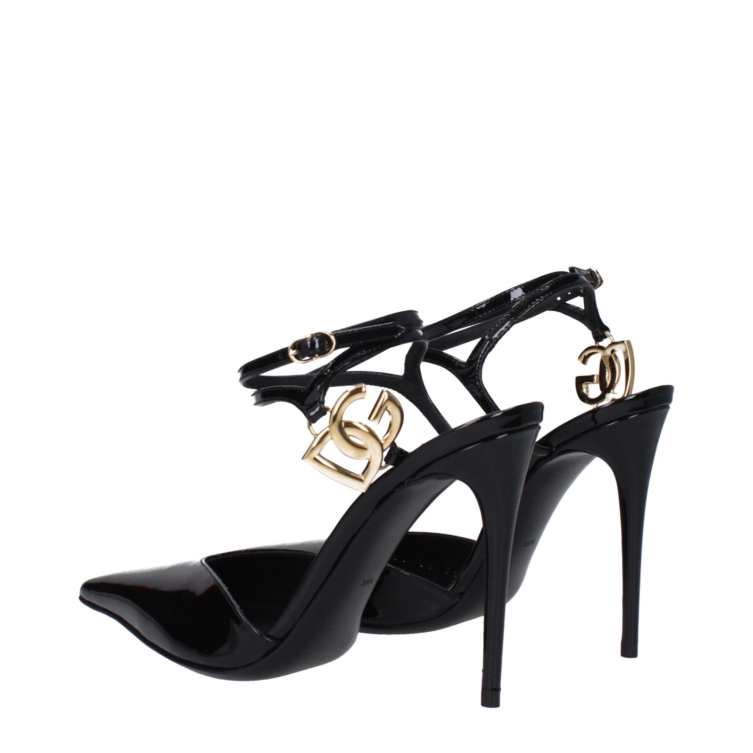 Dolce & Gabbana Schwarze Leder Stiletto Heels Sandalen