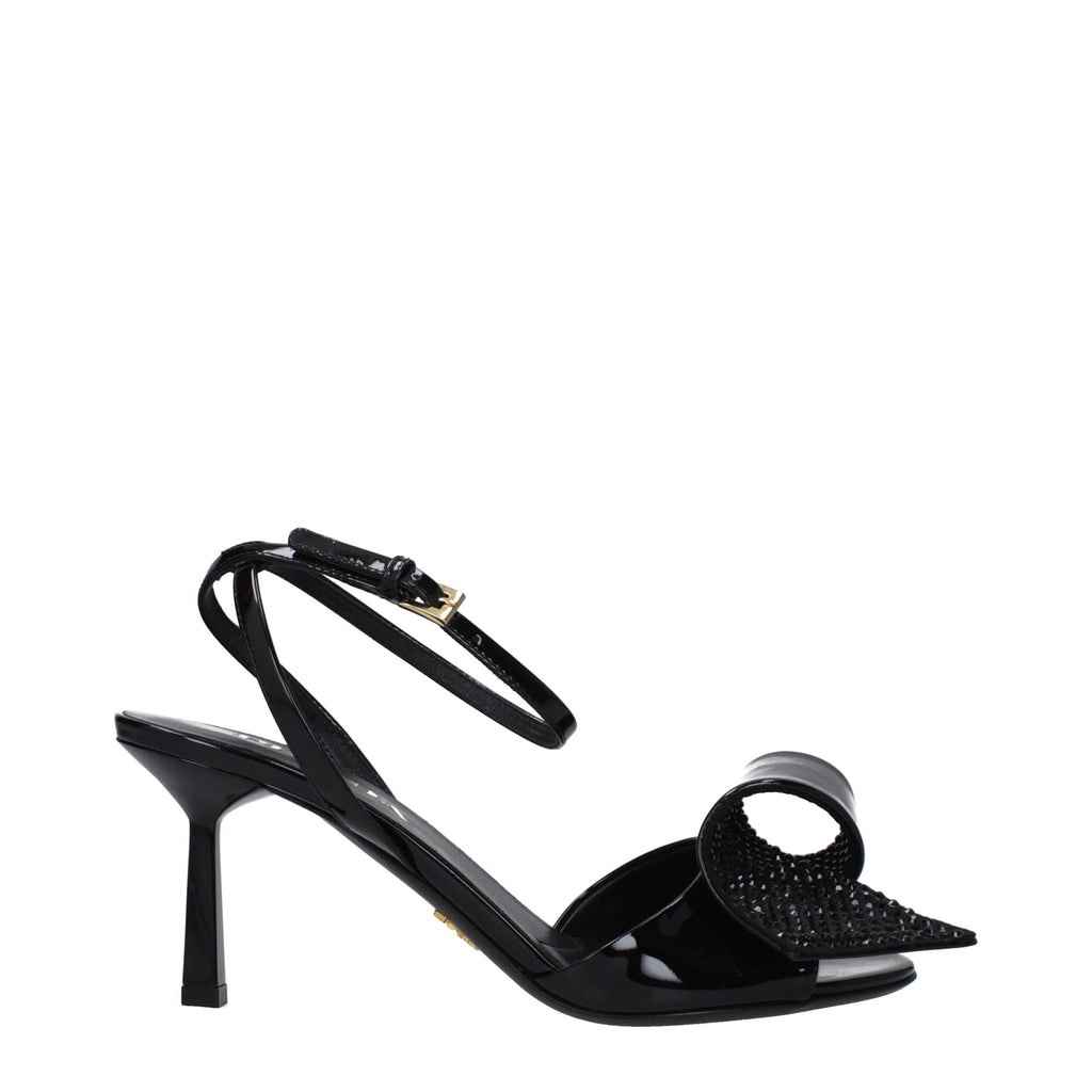 Prada Schwarze Leder Stiletto Heels Sandalen