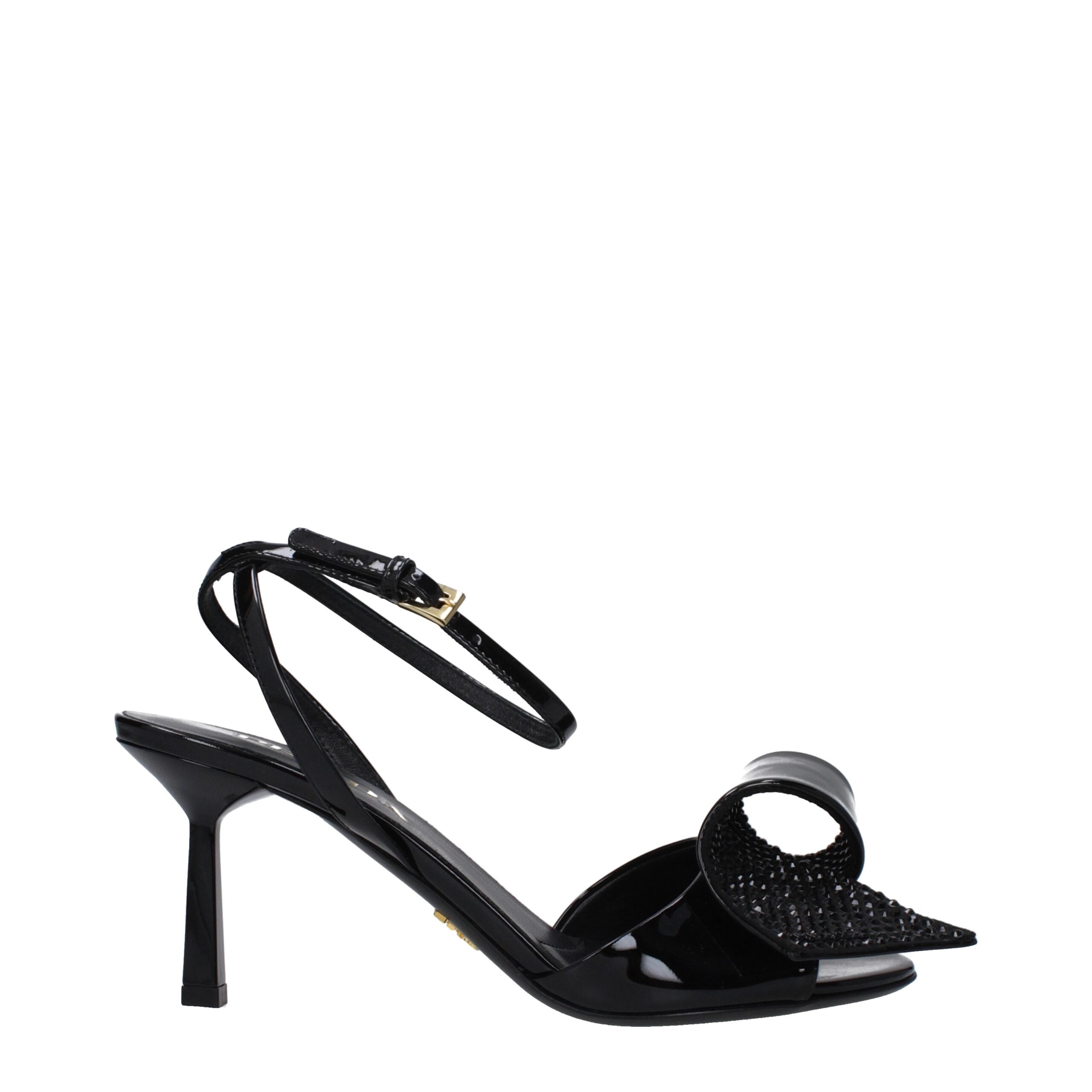 Prada Schwarze Leder Stiletto Heels Sandalen