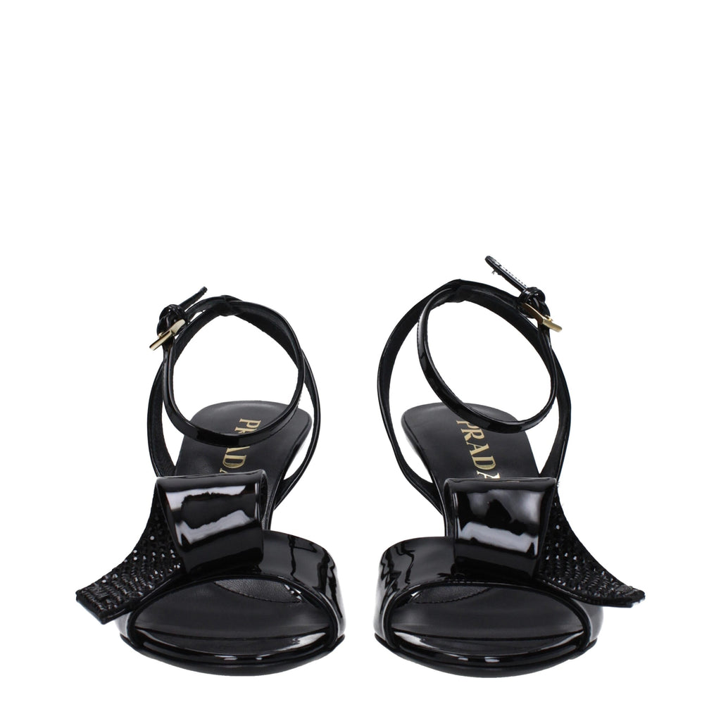 Prada Schwarze Leder Stiletto Heels Sandalen