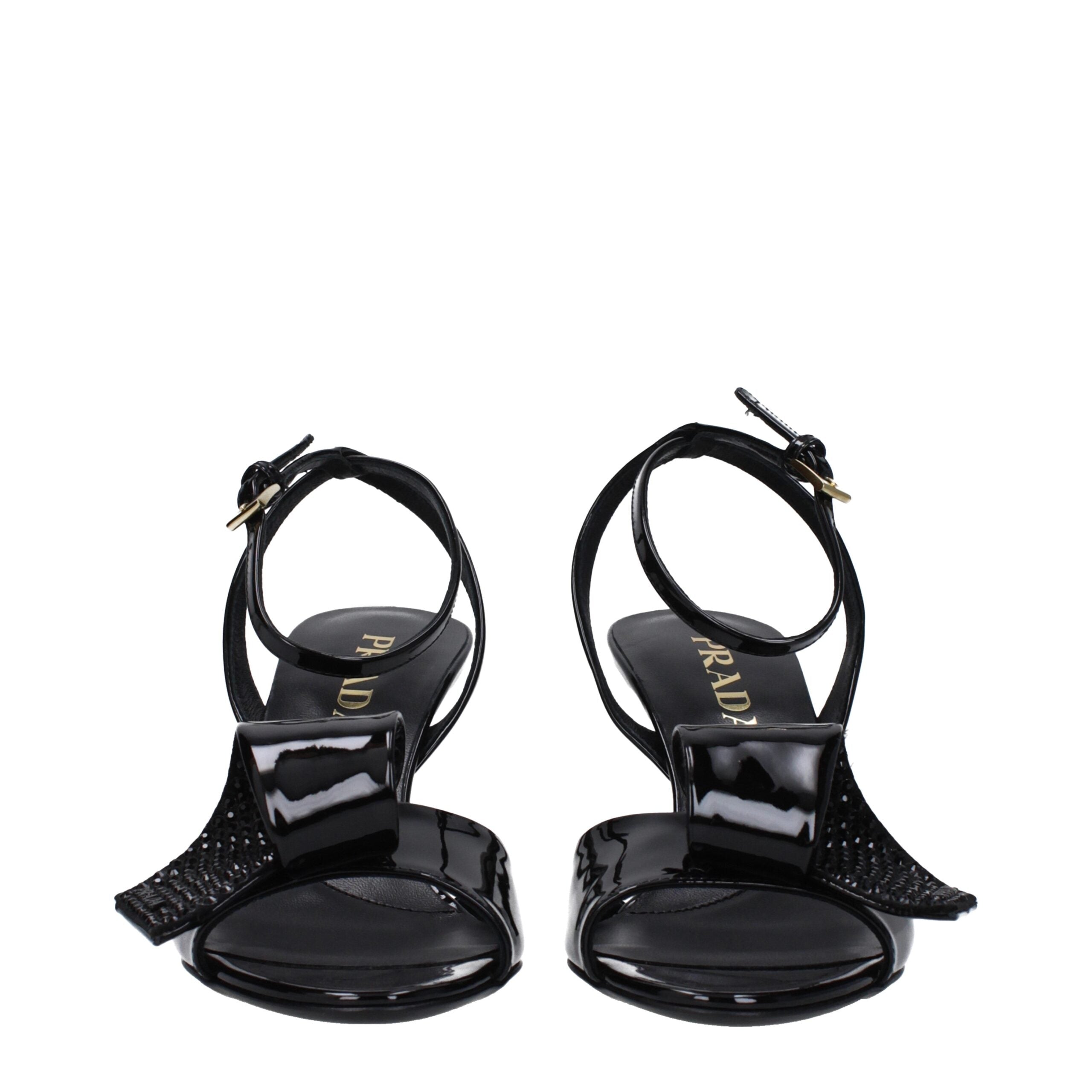 Prada Schwarze Leder Stiletto Heels Sandalen