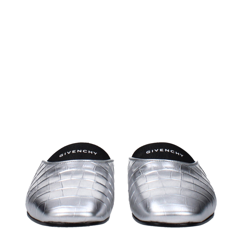 Givenchy Graue Lederpantoffeln Sandalen