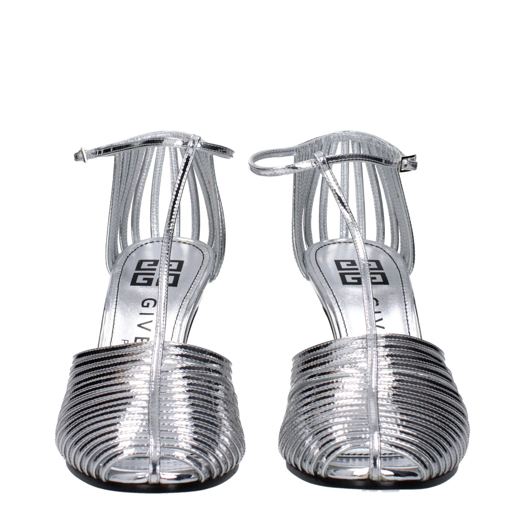 Givenchy Graue Leder Stiletto Heels Sandalen