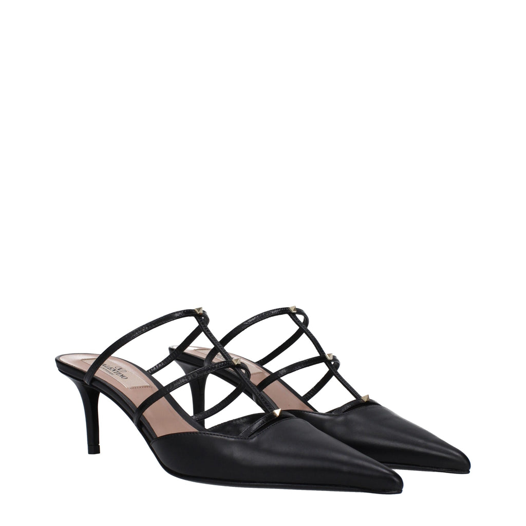 Valentino Garavani Flache Sandalen aus schwarzem Leder