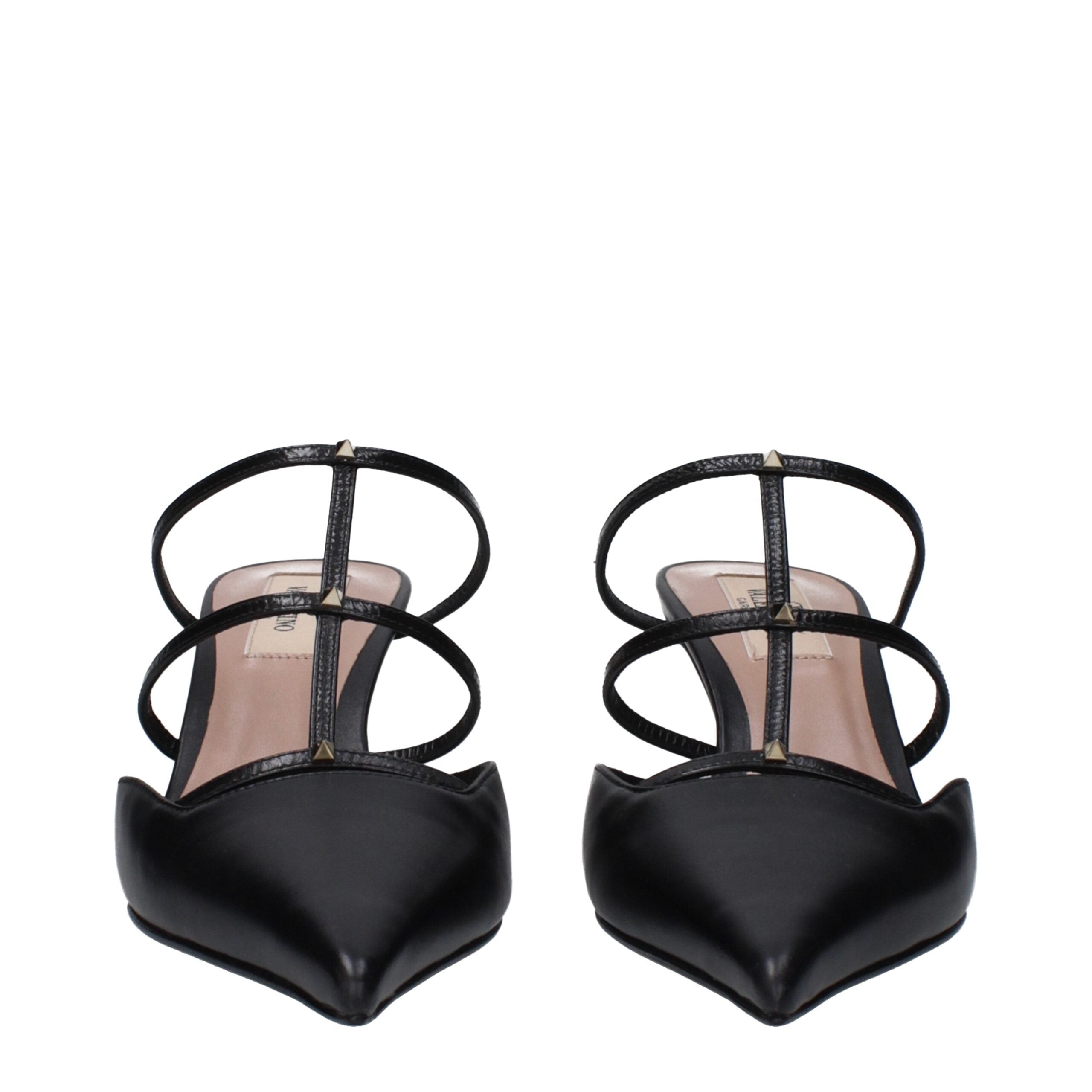 Valentino Garavani Flache Sandalen aus schwarzem Leder